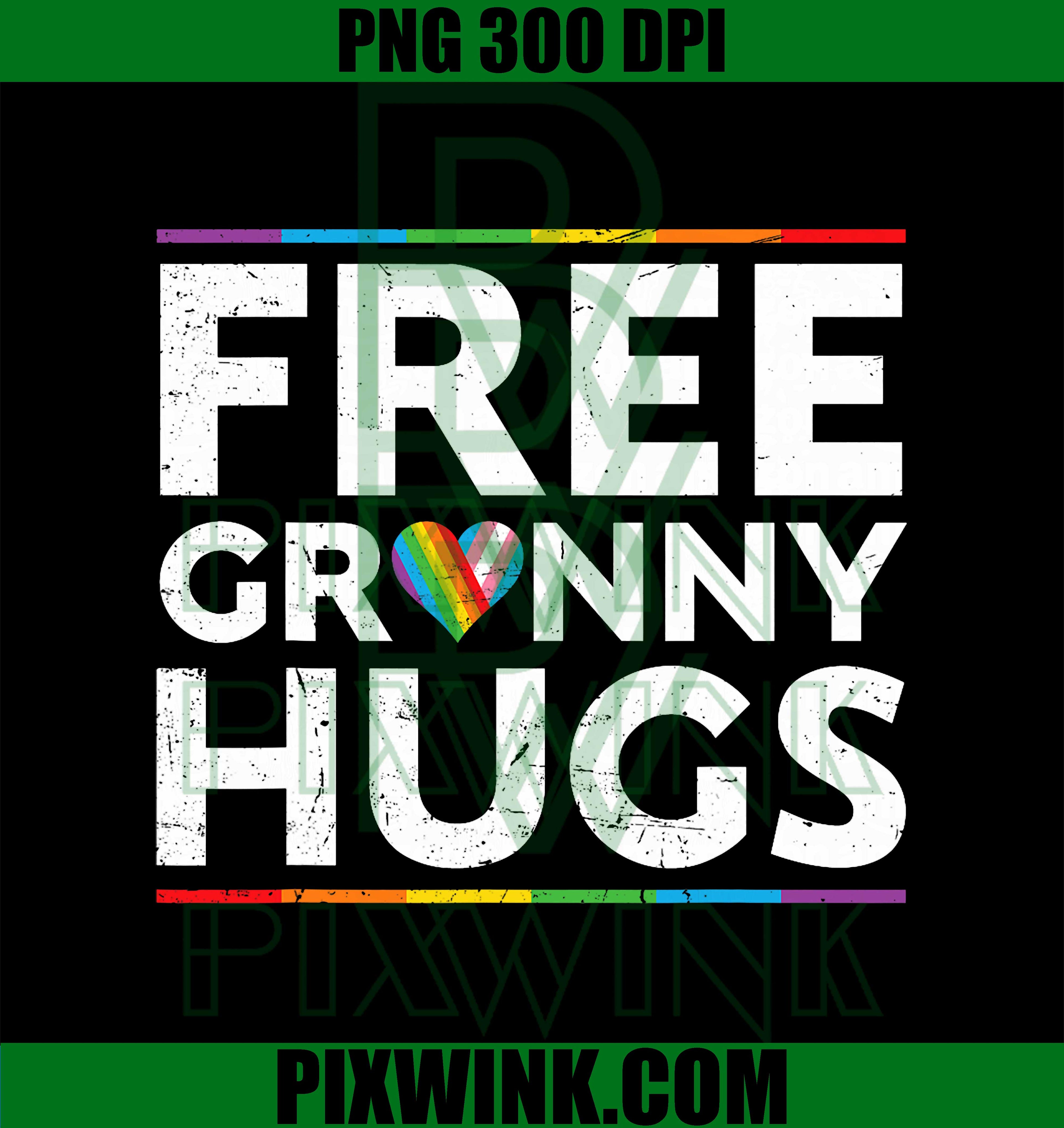 Free Granny Hugs, Support LGBT Proud Parades Rainbow Flag PNG