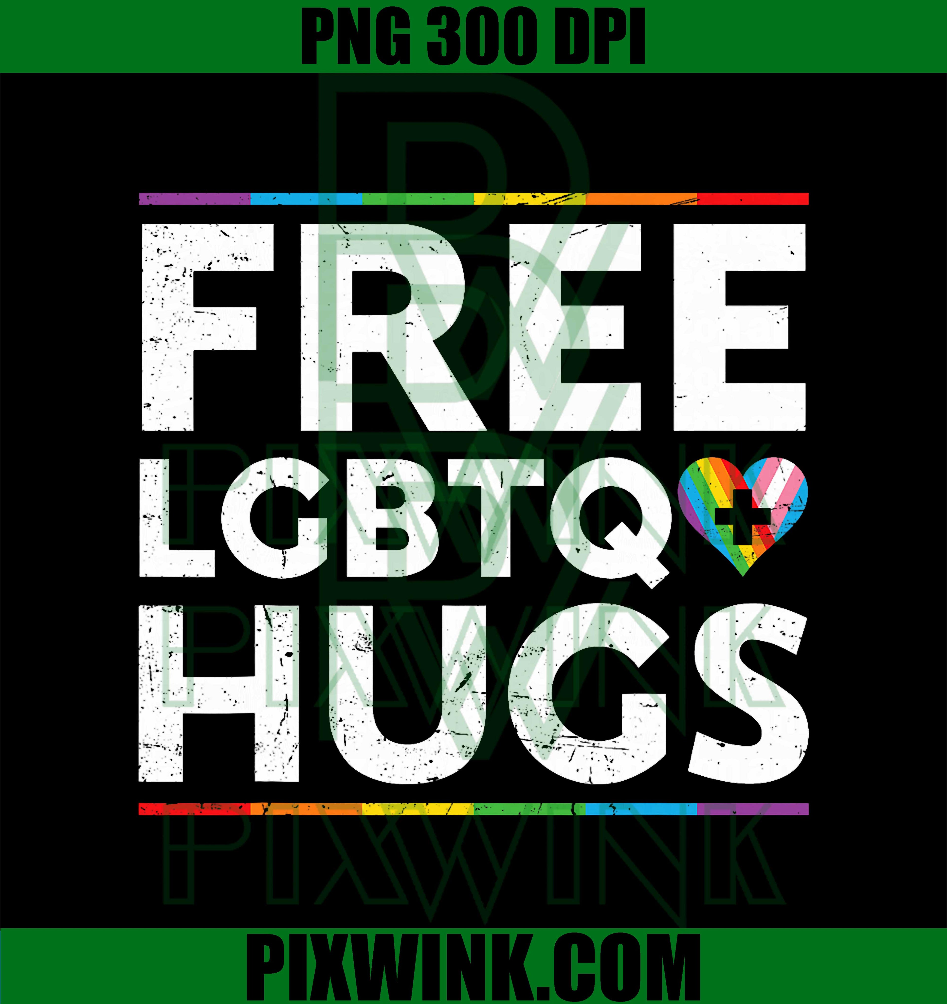 Free LGBTQ+ Hugs, Support LGBT Proud Parades Rainbow Flag PNG