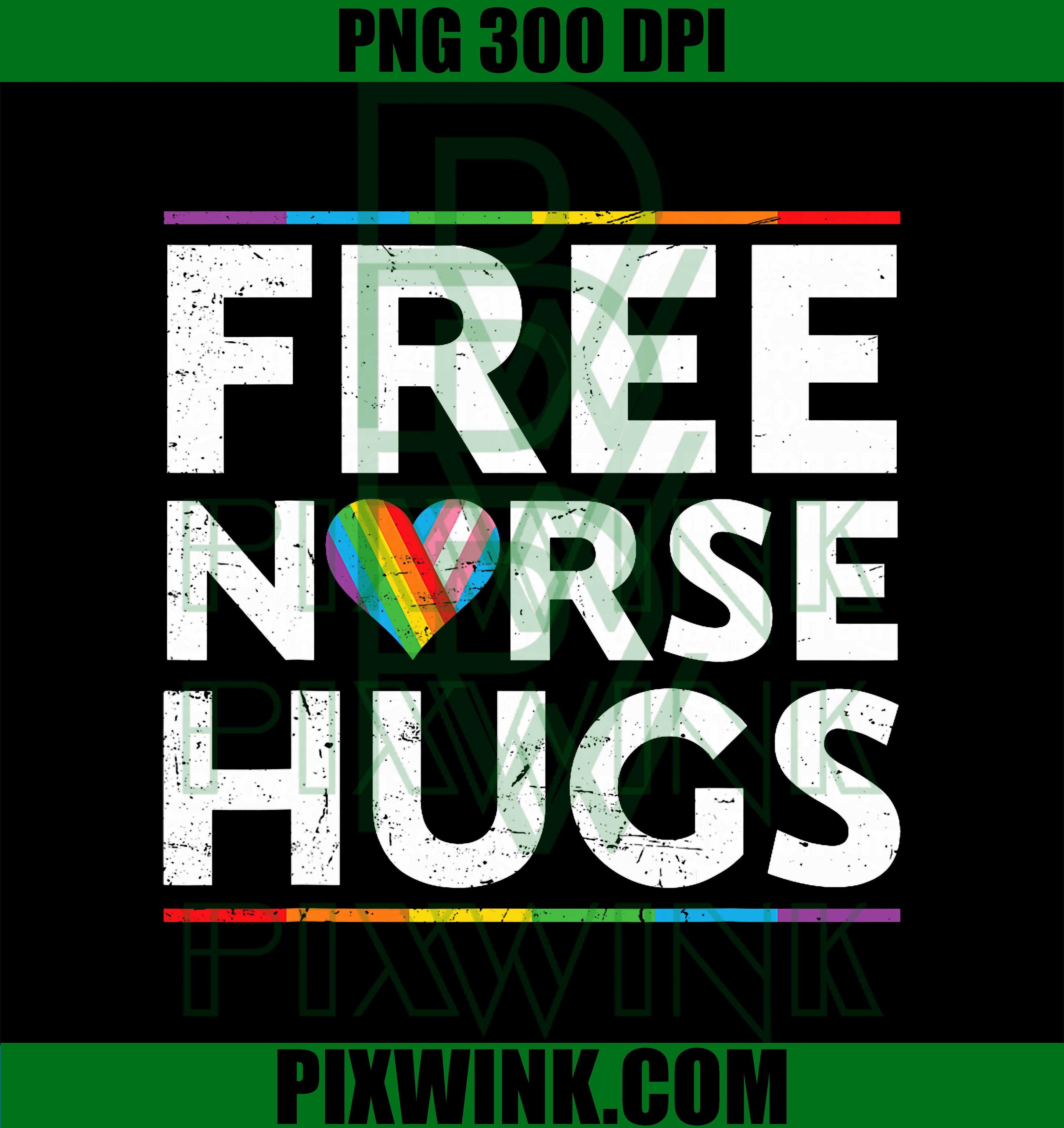 Free Nurse Hugs, Support LGBT Proud Parades Rainbow Flag PNG
