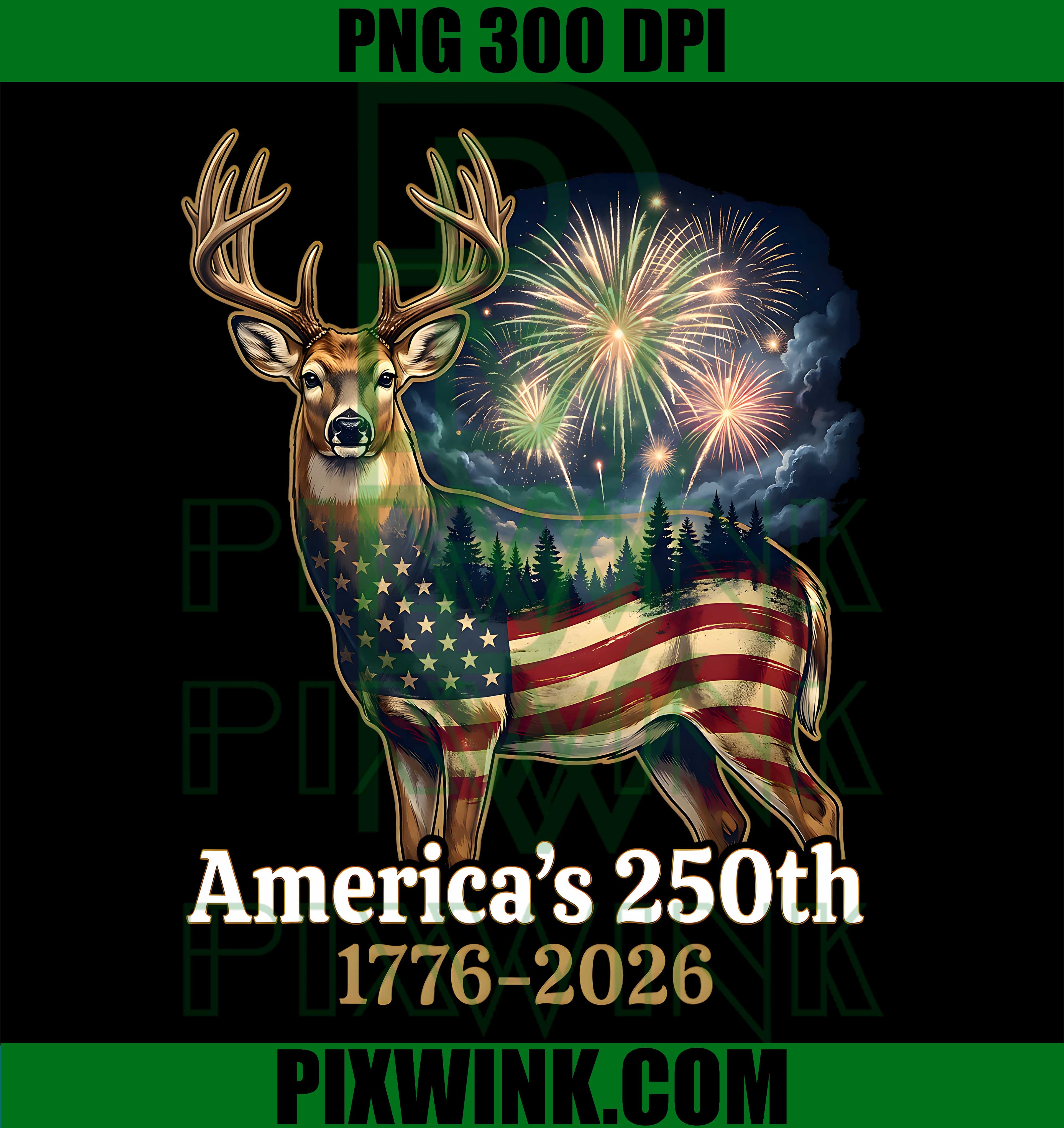 Whitetail Deer PNG, America 250th PNG, 1776 2026 PNG