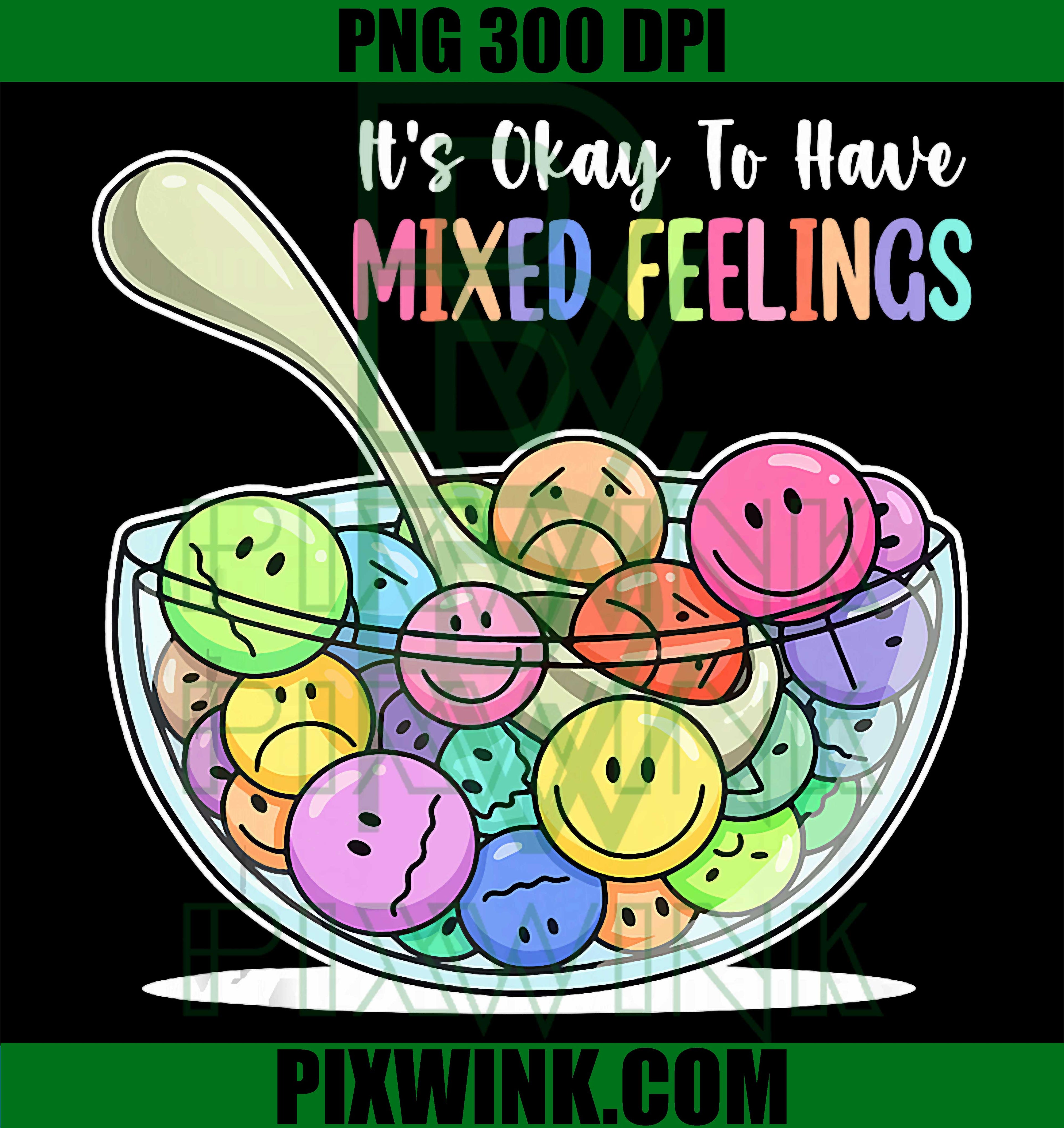 Mixed Feelings Mental Health PNG, Therapy Awareness Quote PNG Design