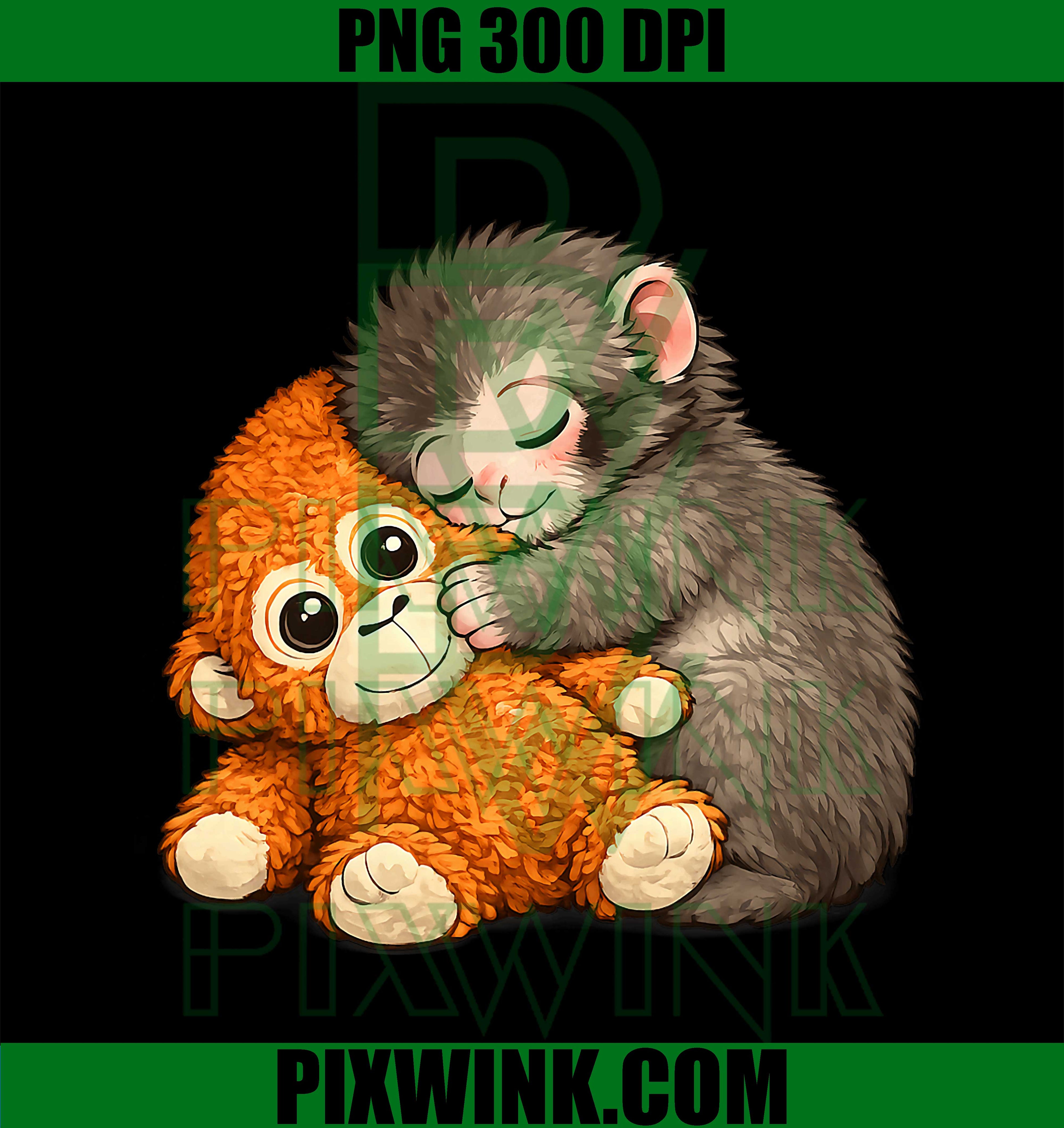 Punch The Monkey PNG, Cuddling Stuffed Animal Meme PNG