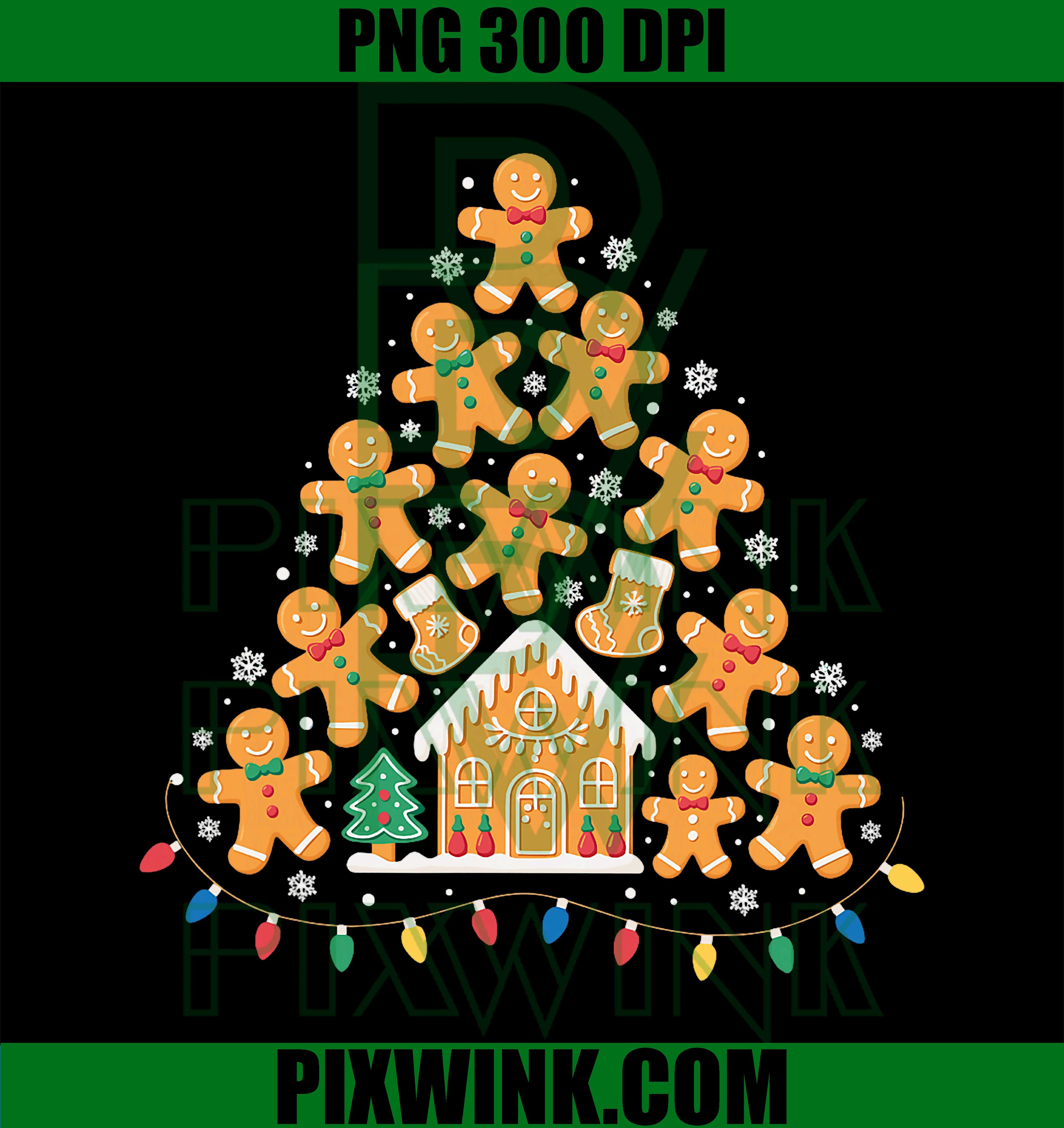 Gingerbread Christmas Tree Lights Xmas Cookie Baking Team PNG