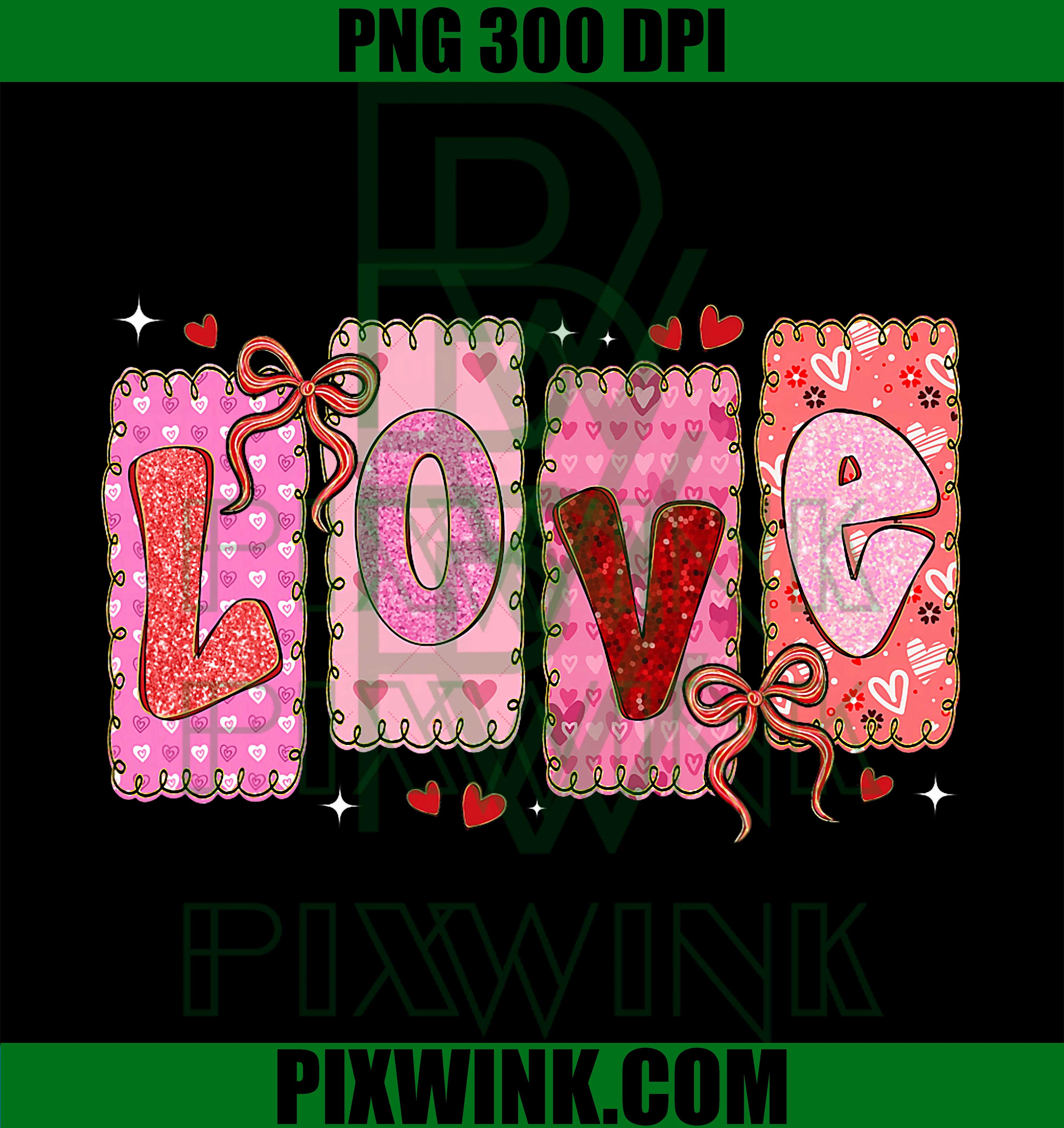Preppy Love PNG, Valentine Pink Coquette Bow Girl PNG