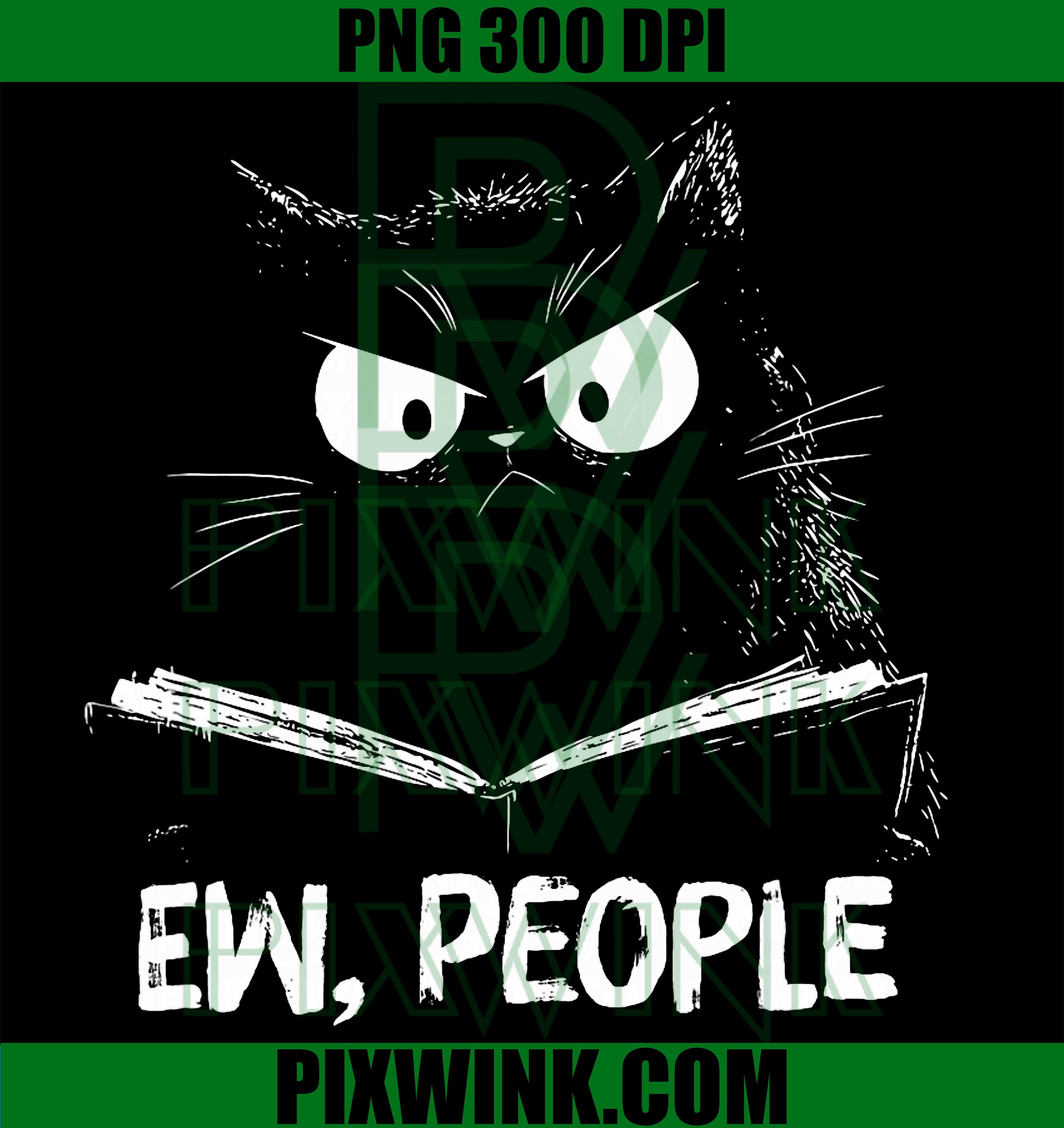 Funny Cat Reading, Ew People PNG