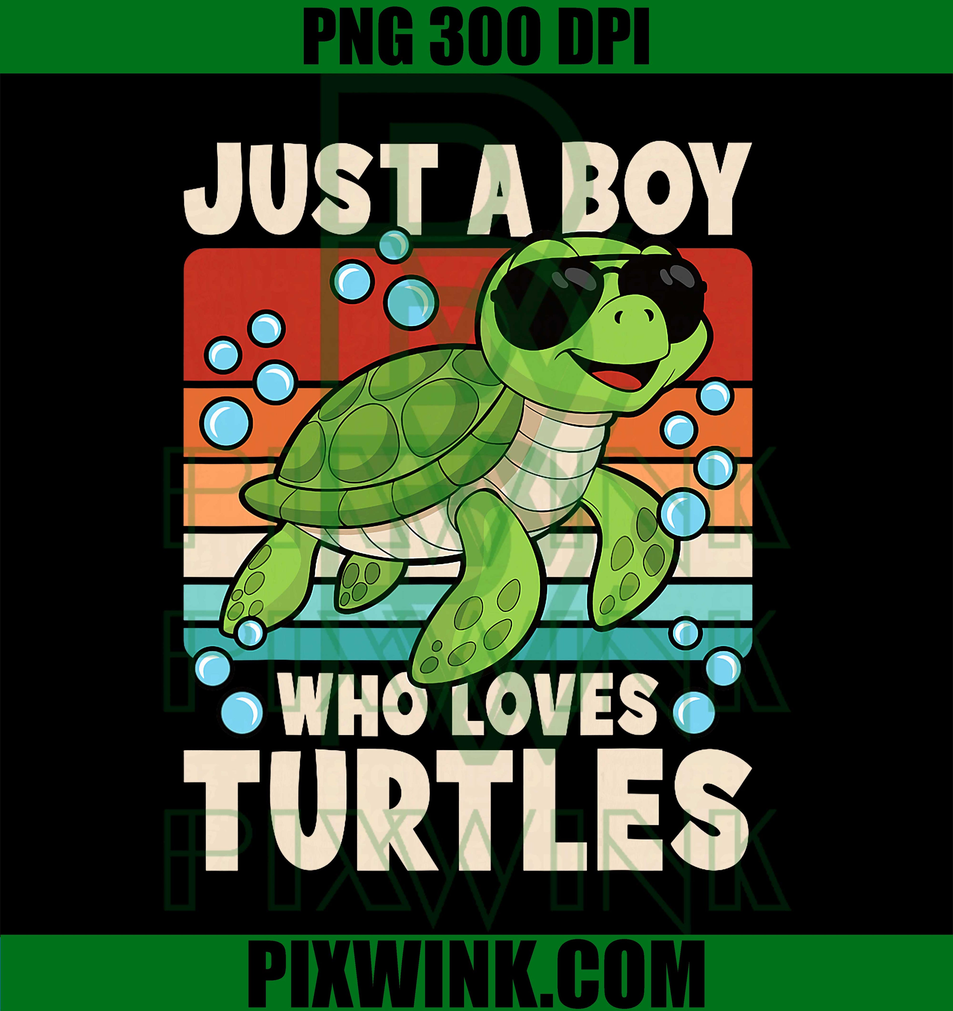 Just A Boy Who Love Turtles, Retro Sea Turtle PNG