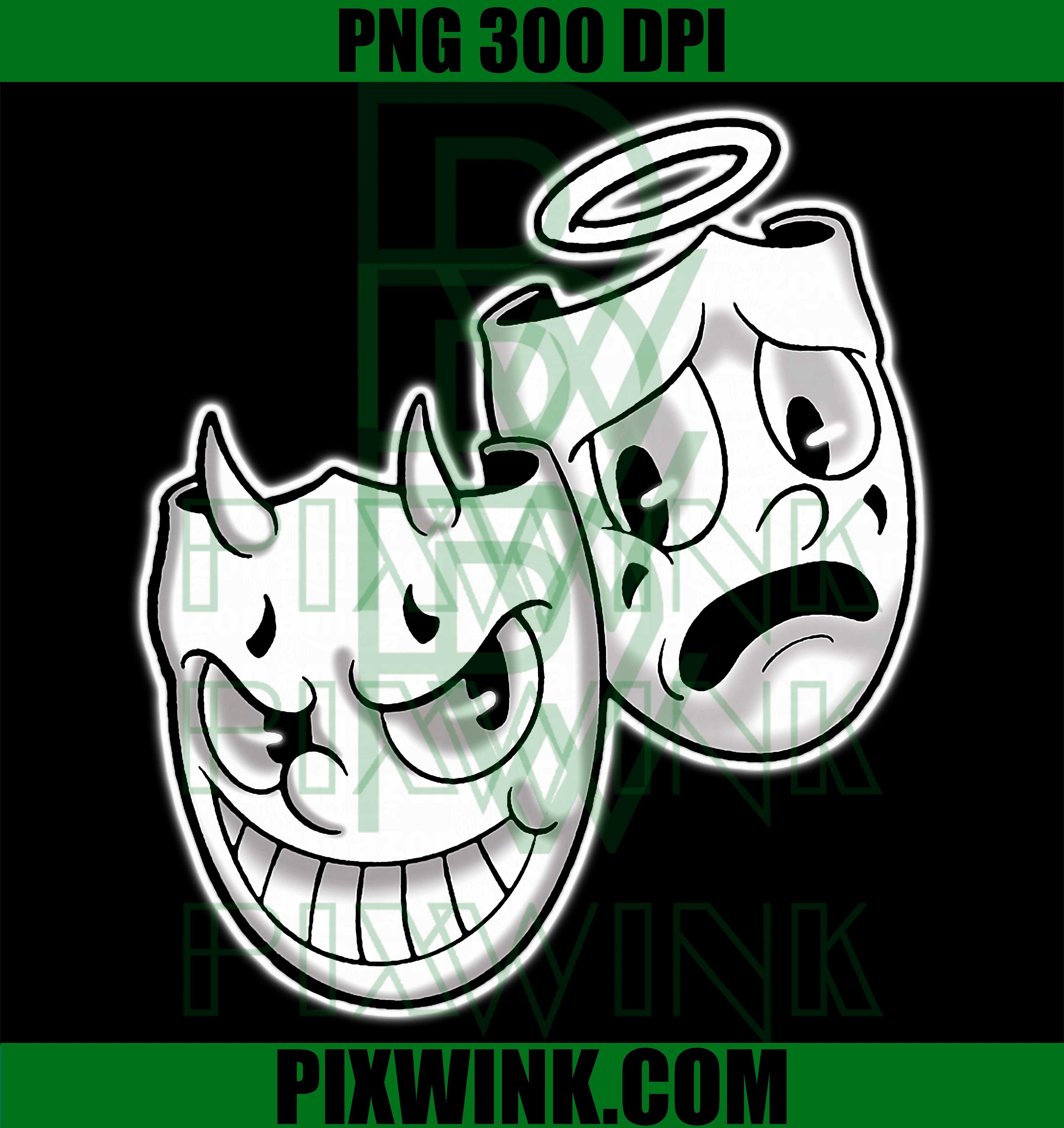 Smile Cry Later PNG, Angel Devil PNG, Vintage Cartoon PNG