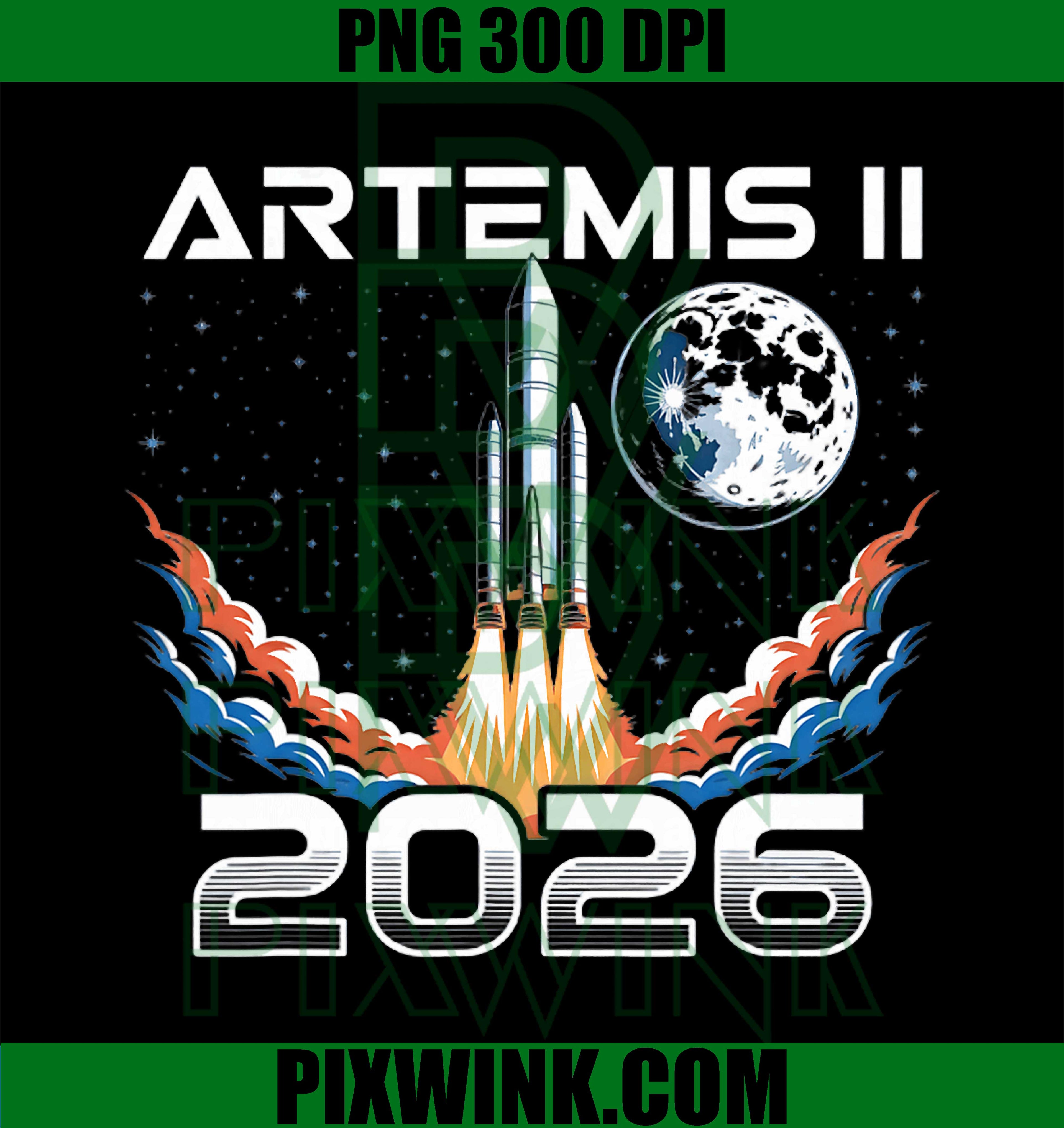 Artemis II 2026 Launch PNG, Back To The Moon Space Design PNG