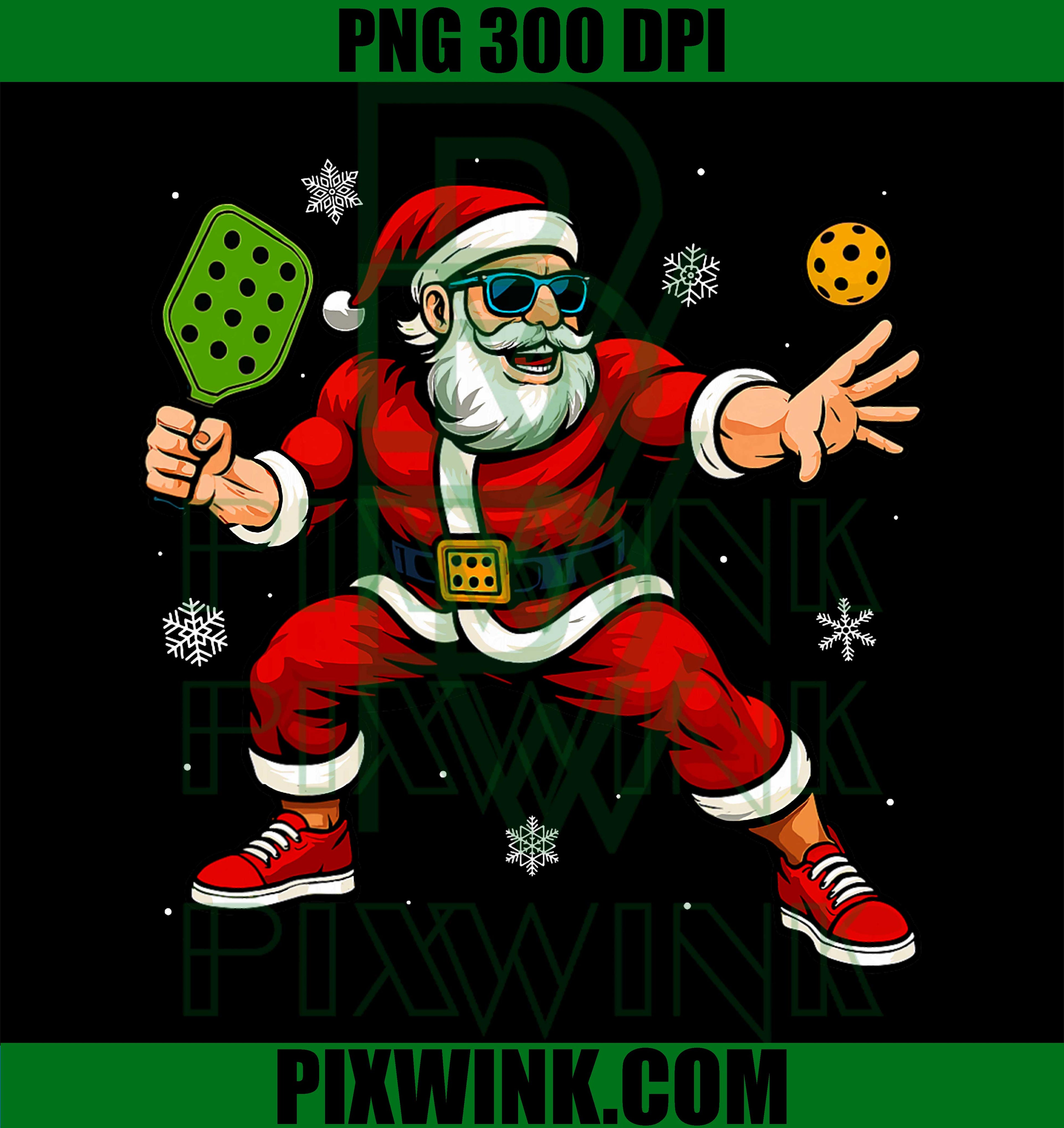 Santa Playing Pickleball Xmas, Funny Christmas Pickleball PNG
