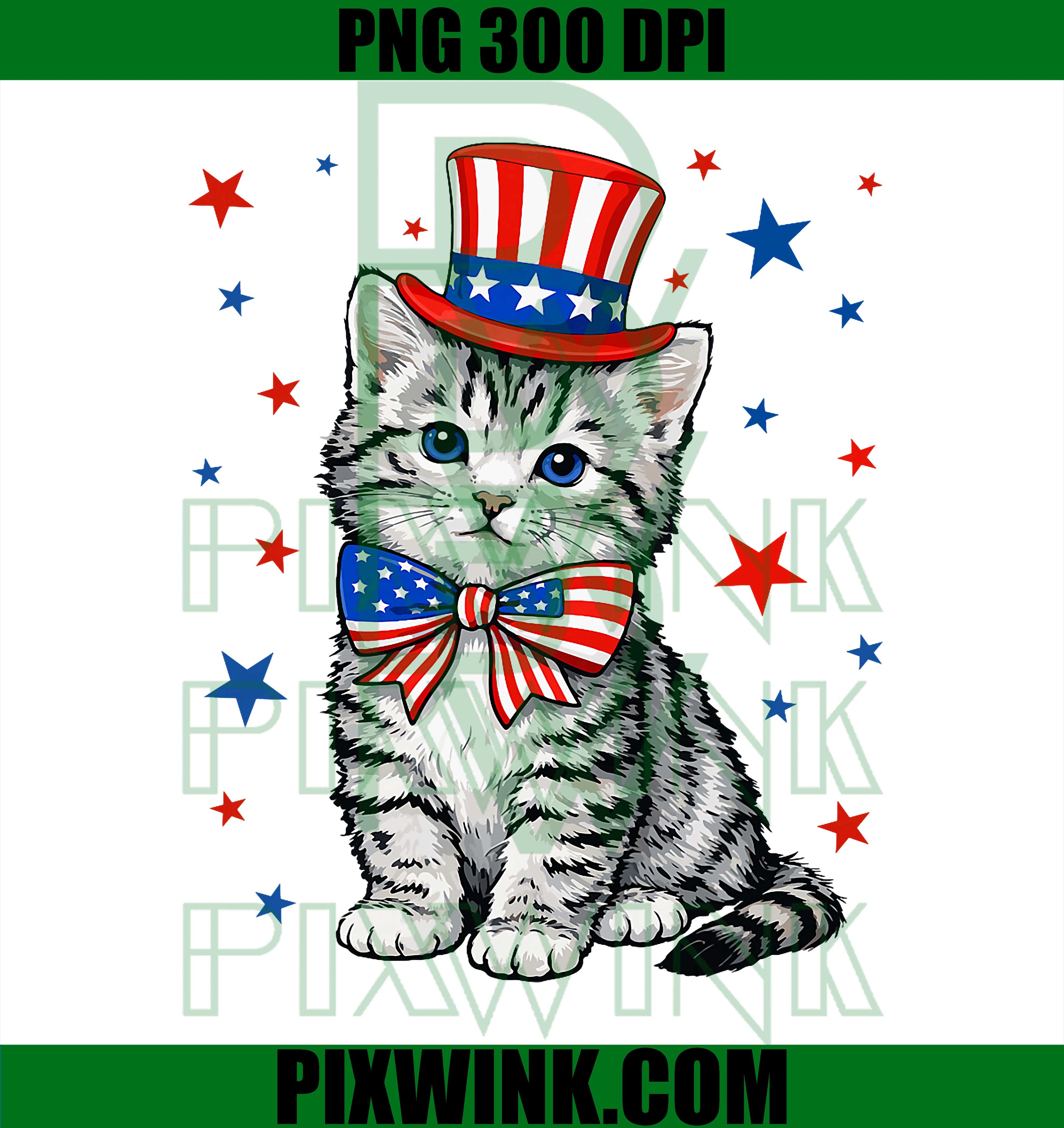 Funny Patriotic Cat PNG, American Kitten 4th of July PNG