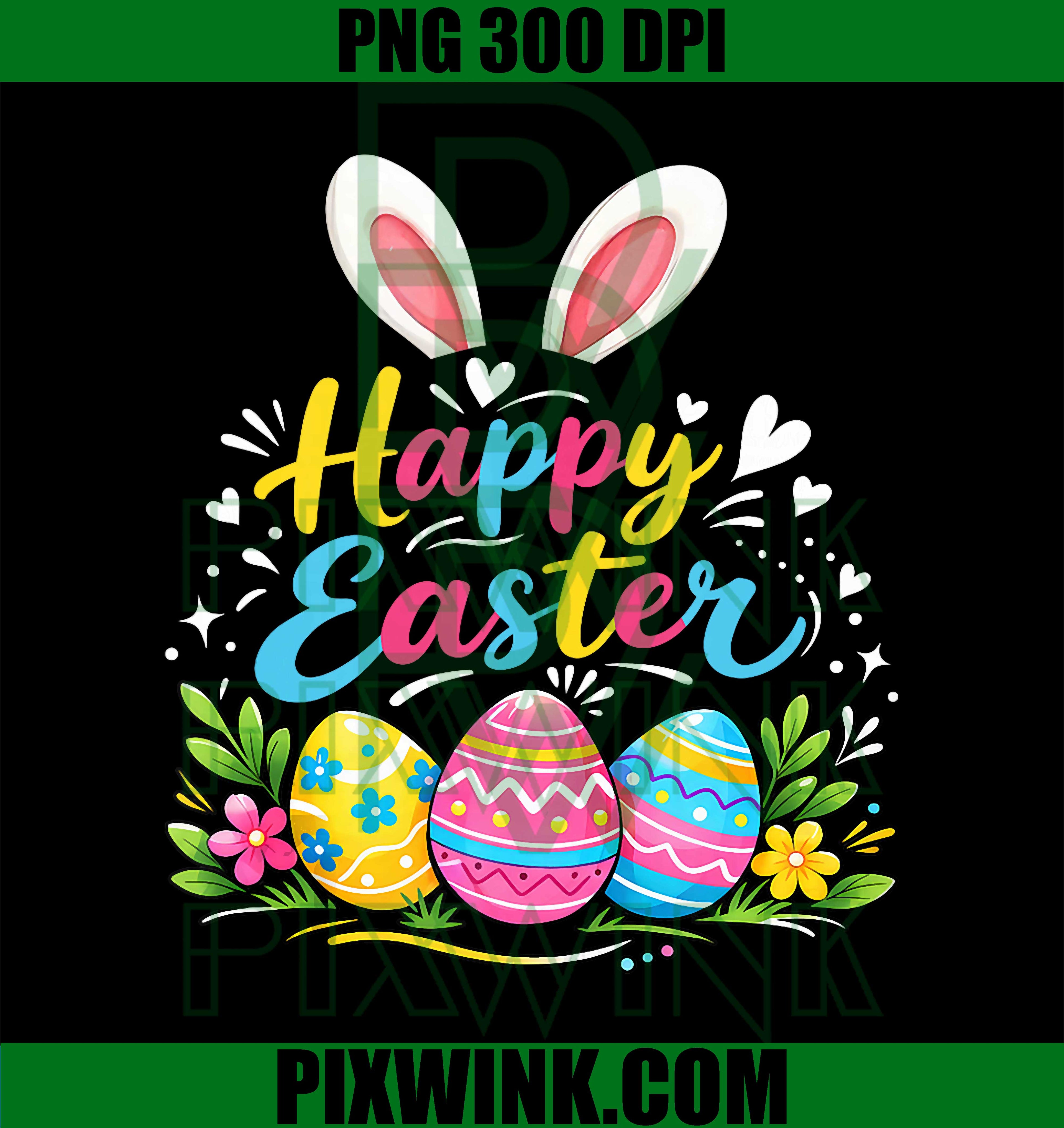 Happy Easter Bunny PNG, Funny Bunny Eggs PNG, Kids Easter Design PNG