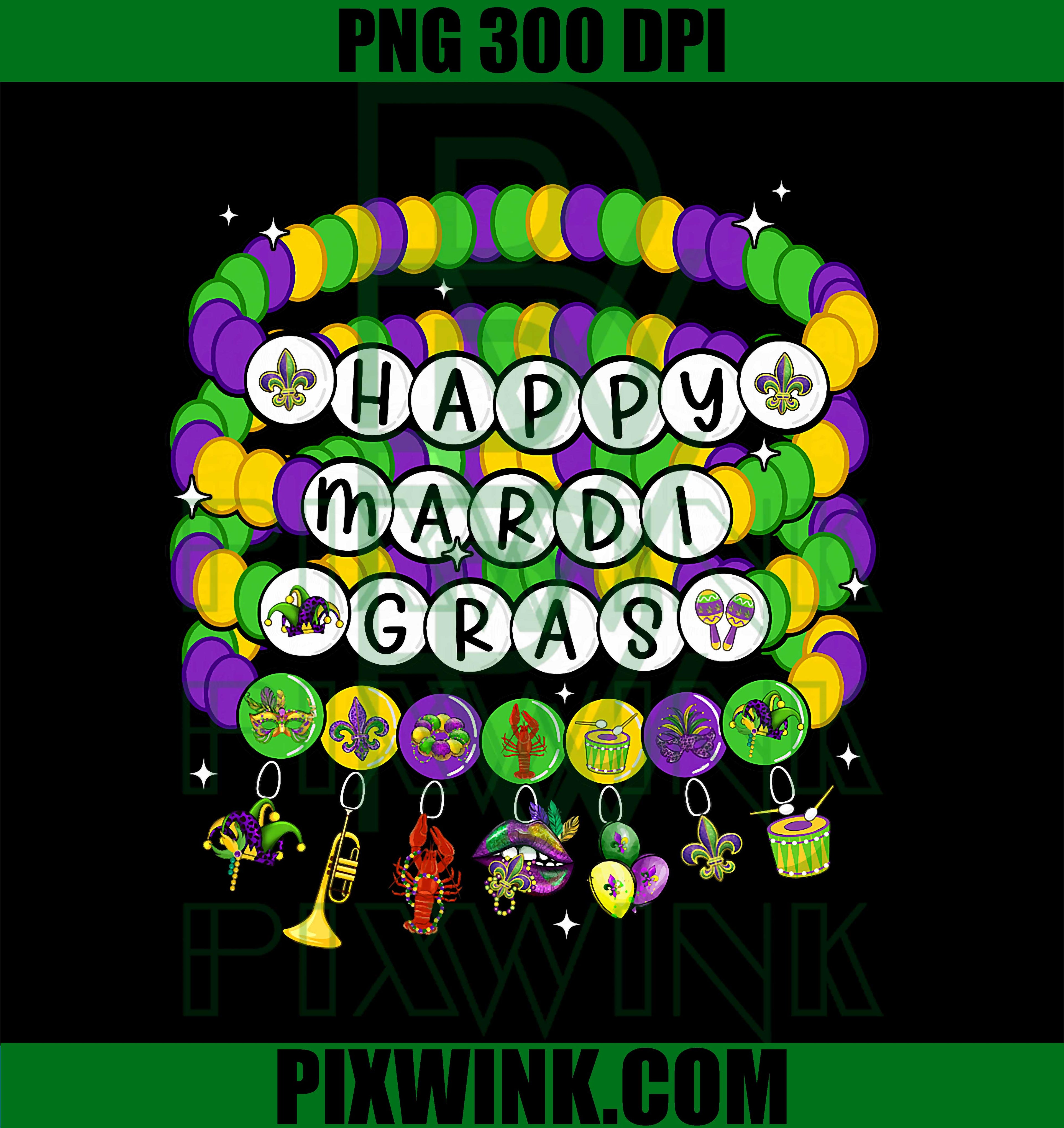 Friendship Bracelet Happy Mardi Gras Beads PNG, Mardi Gras Bracelet PNG