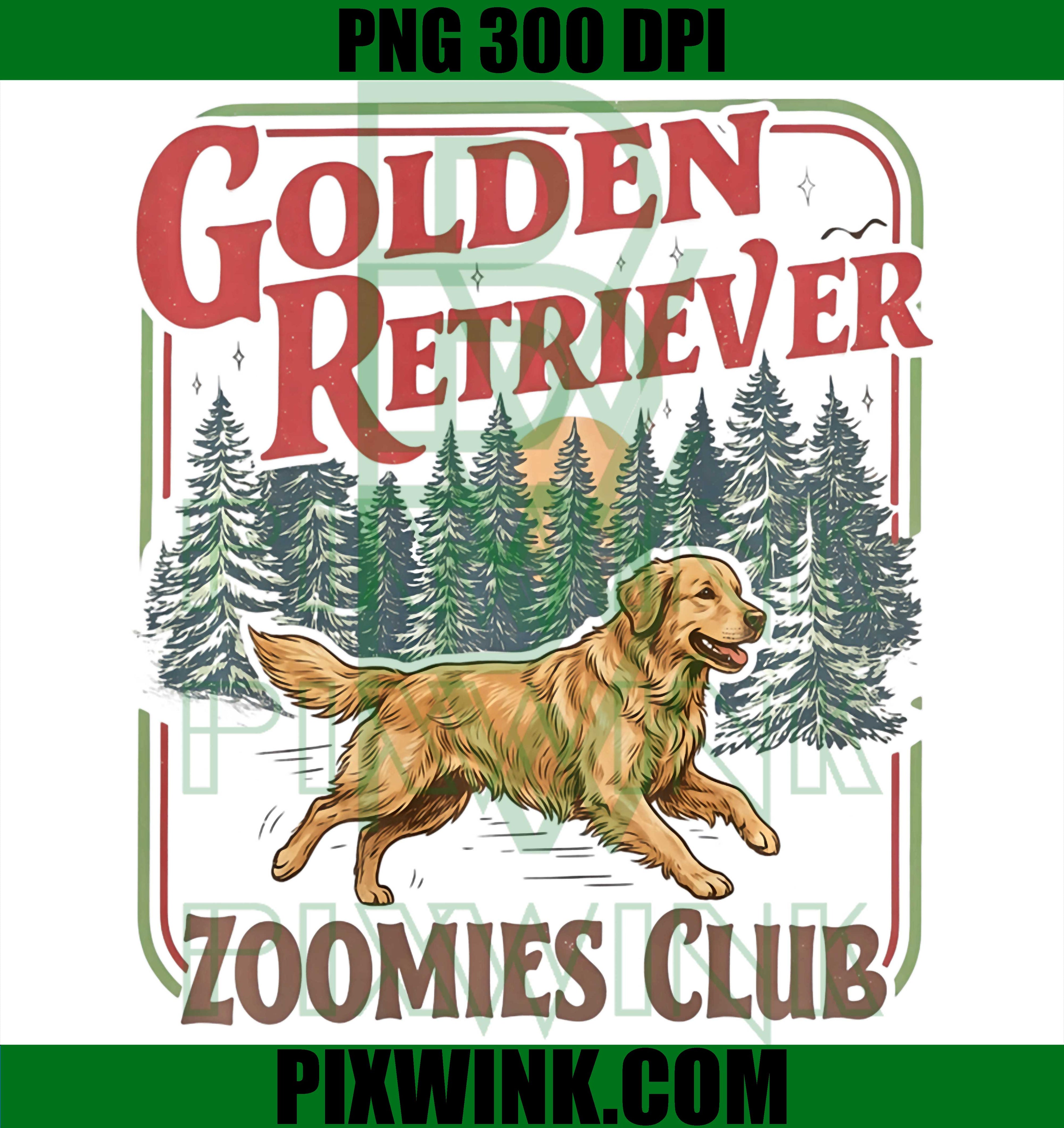 Golden Retriever Zoomies PNG, Dog Lover Club Retro PNG