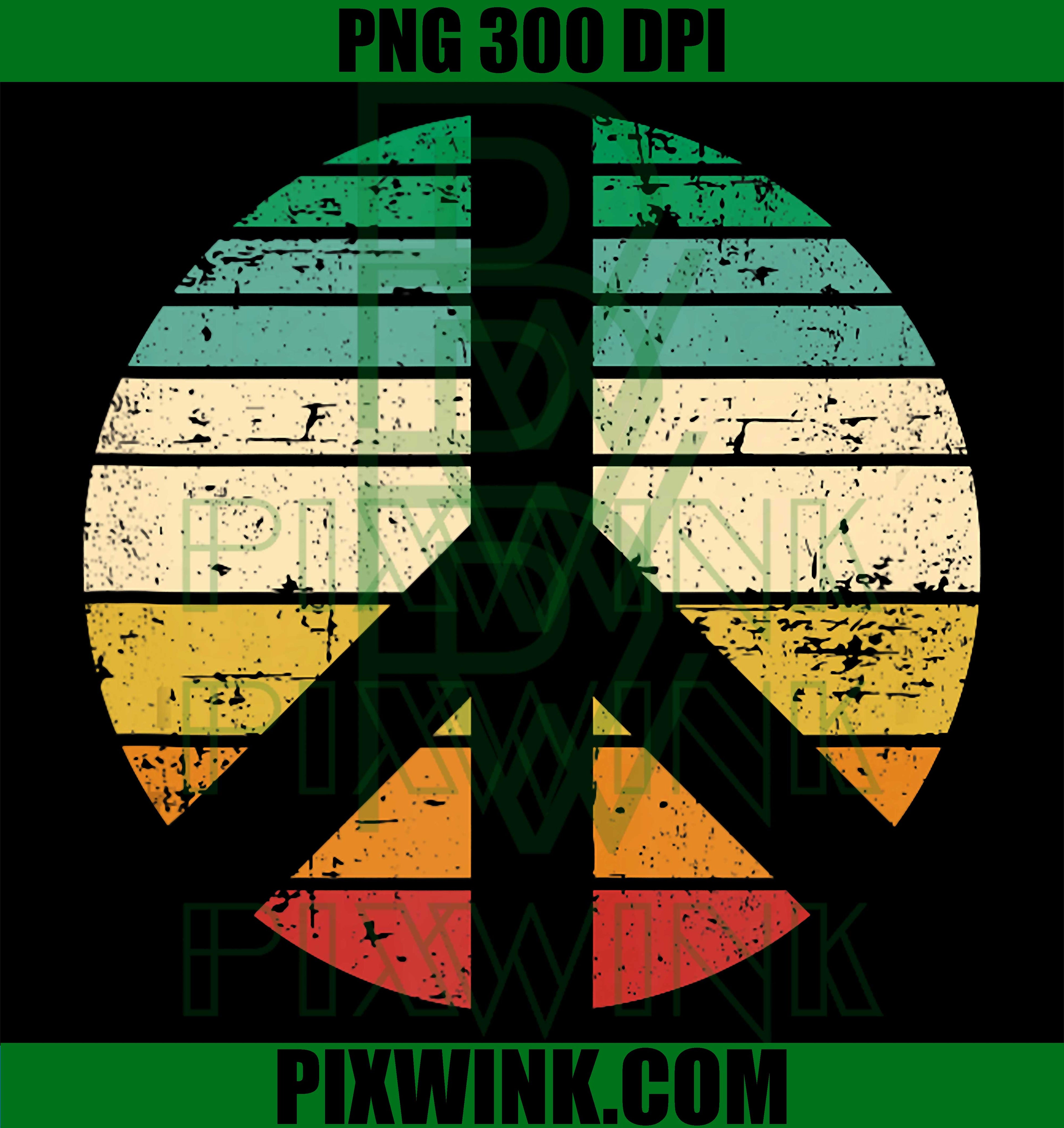 Retro Peace Sign PNG, Vintage Sunset Distressed PNG