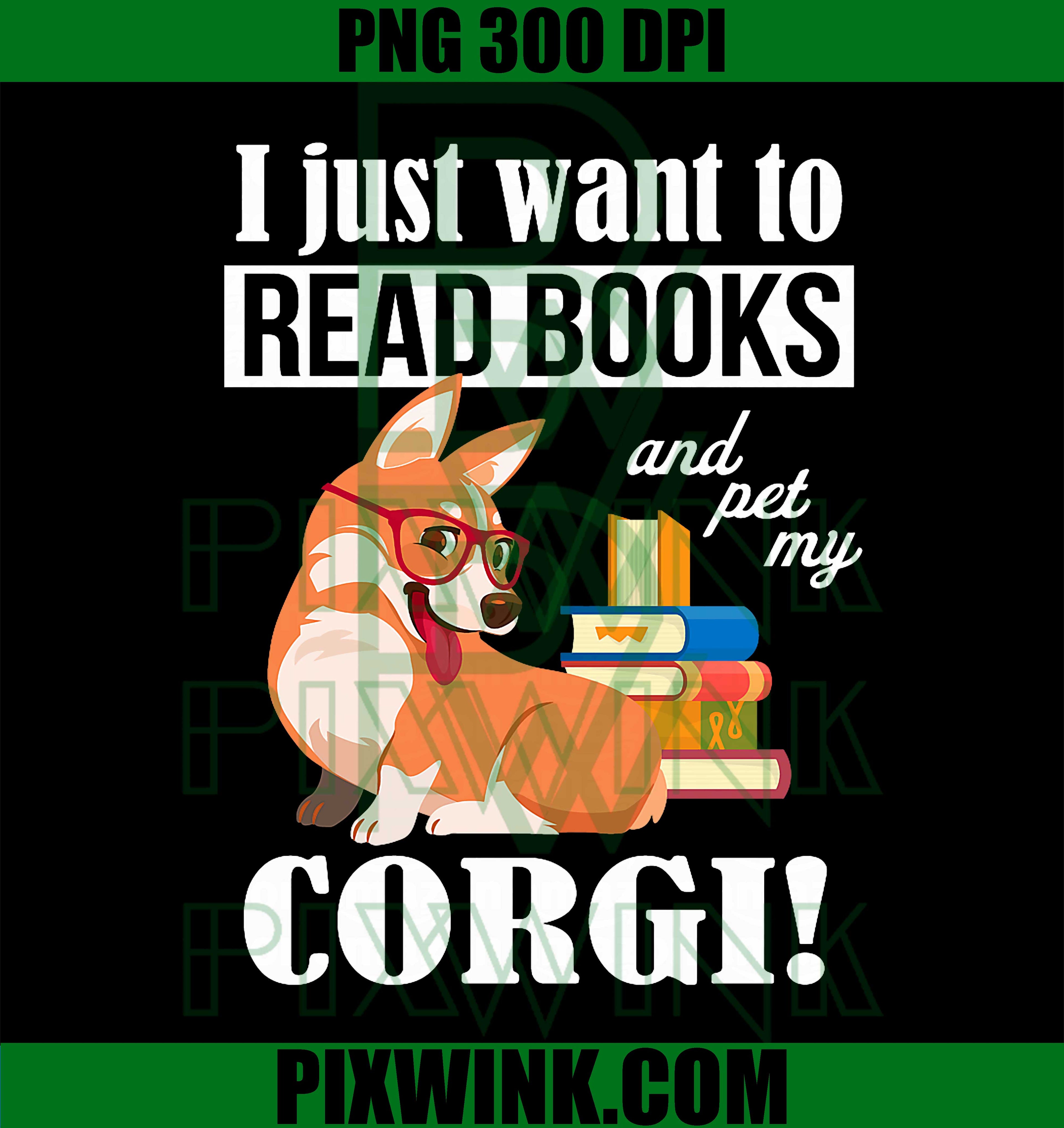 Read Books PNG, Corgi Dog Lover PNG Funny Reading Book Lover PNG