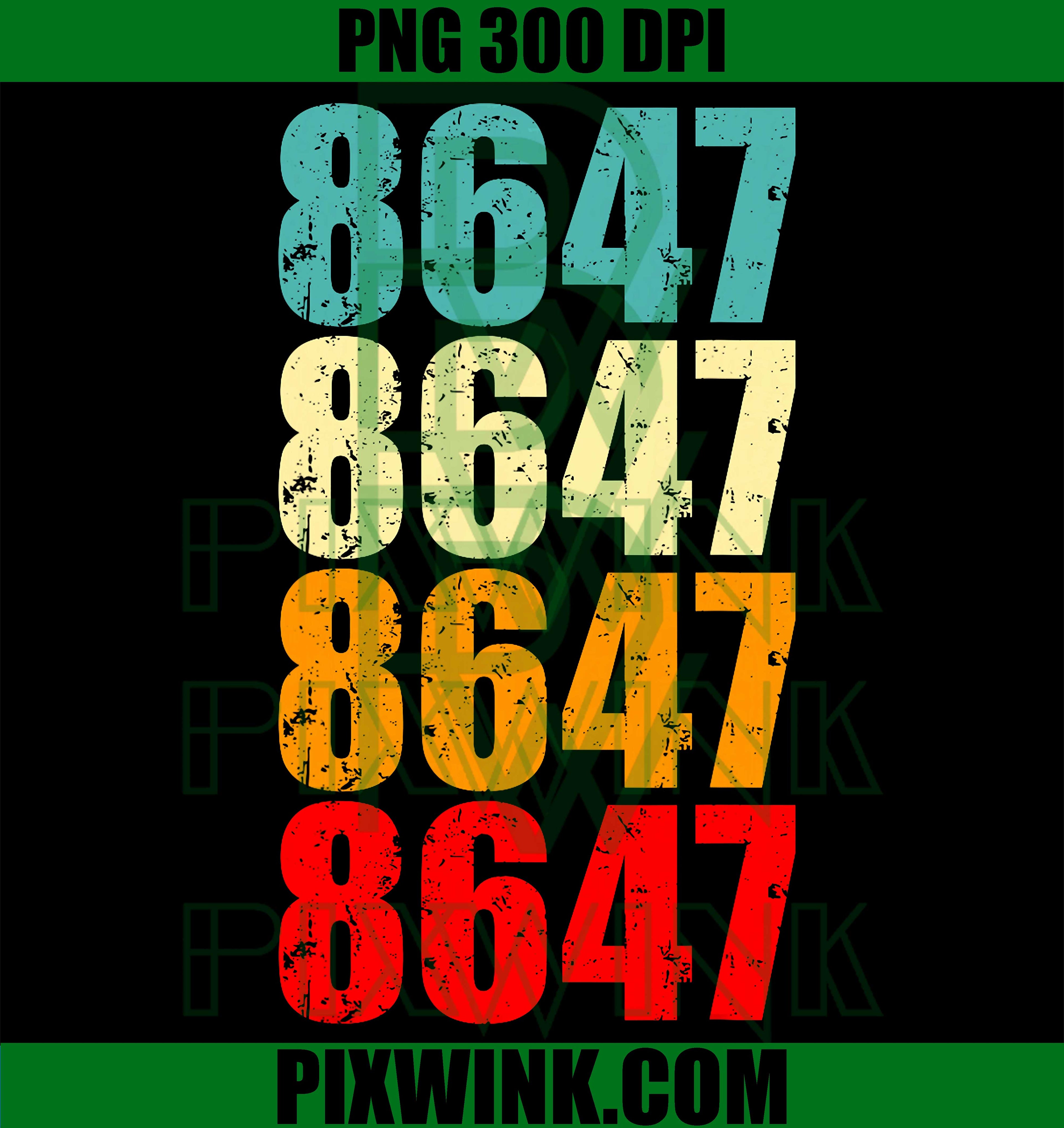 Vintage 8647 PNG, Retro Distressed Number PNG