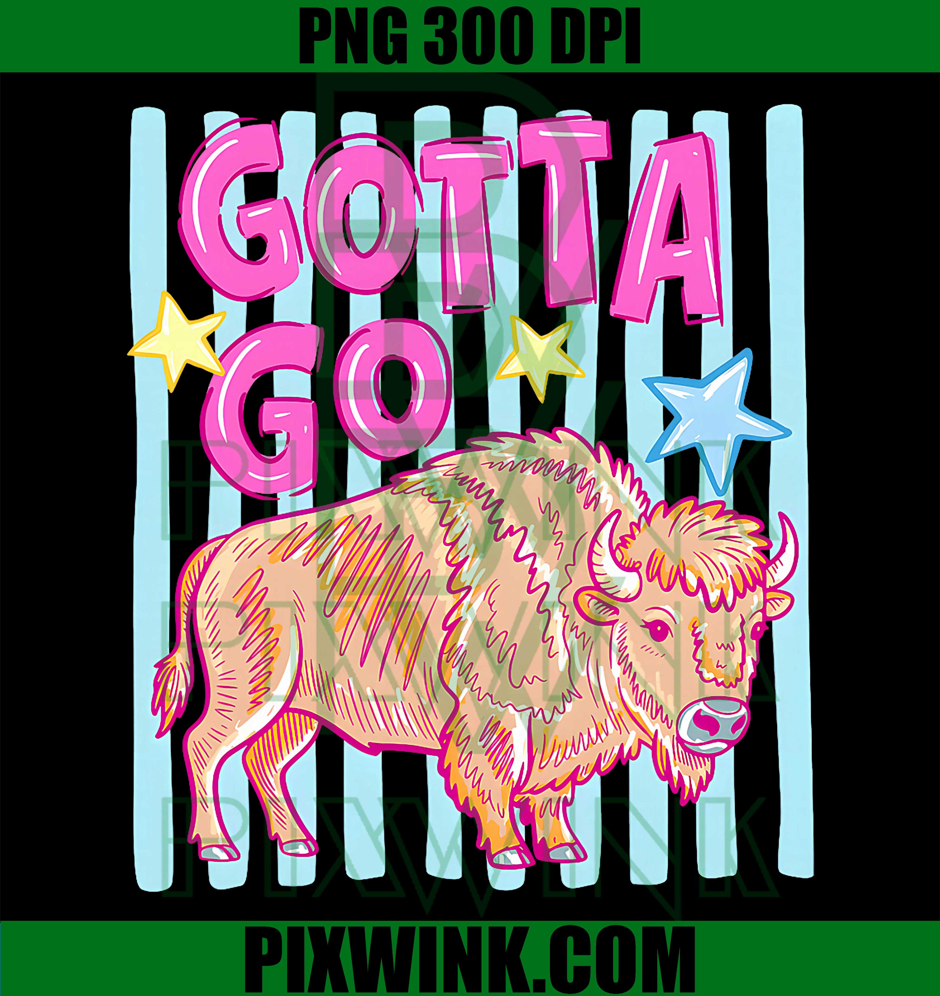Gotta Go Buffalo PNG, Striped Bison PNG Western Cowgirl Summer Design