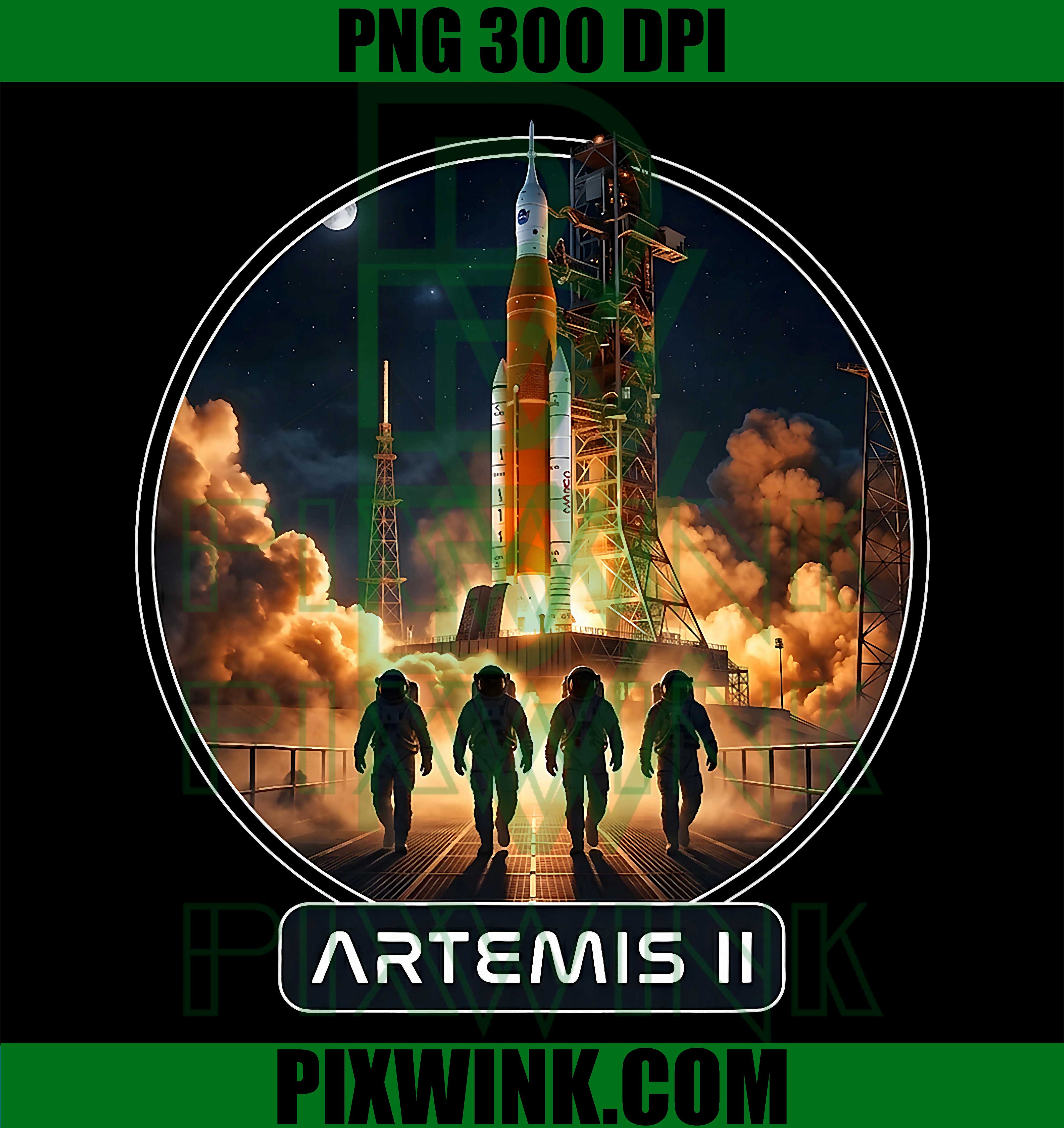 Artemis II 2026 Moon Launch PNG, Space Rocket Mission Design PNG