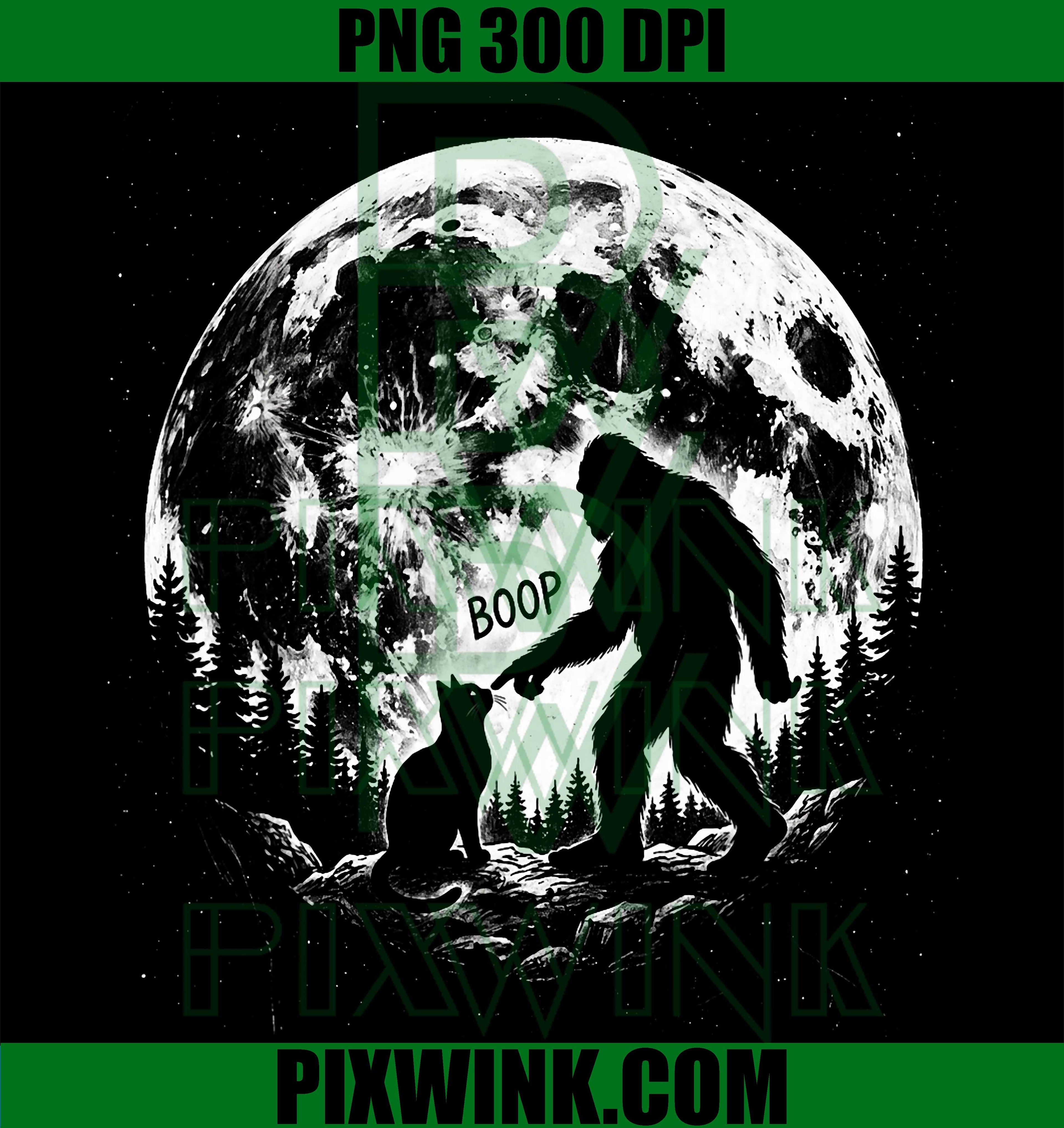 Bigfoot Cat Moon PNG, Funny Sasquatch Meme PNG