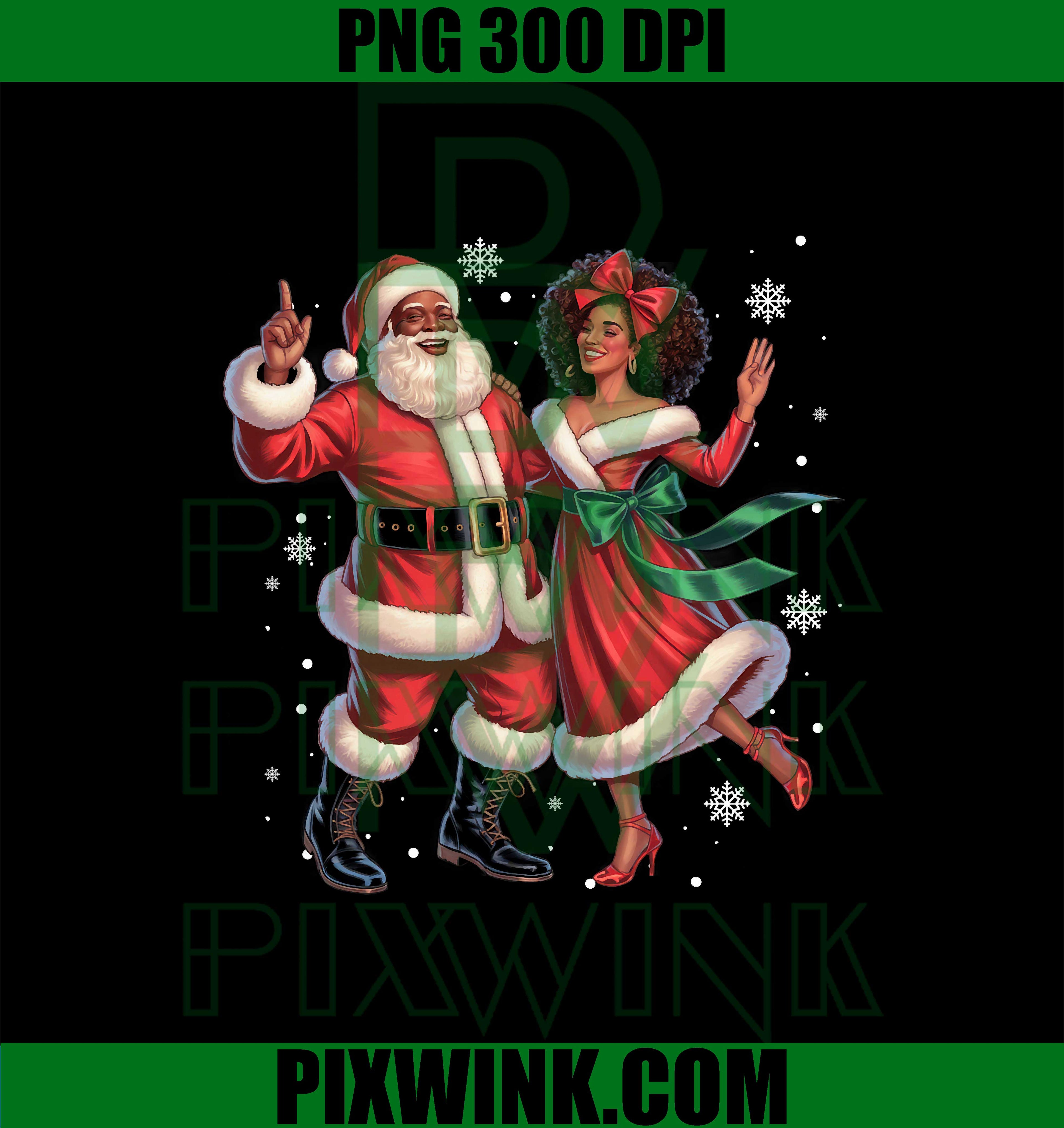 African American Mrs Claus Melanin Christmas Couple PNG