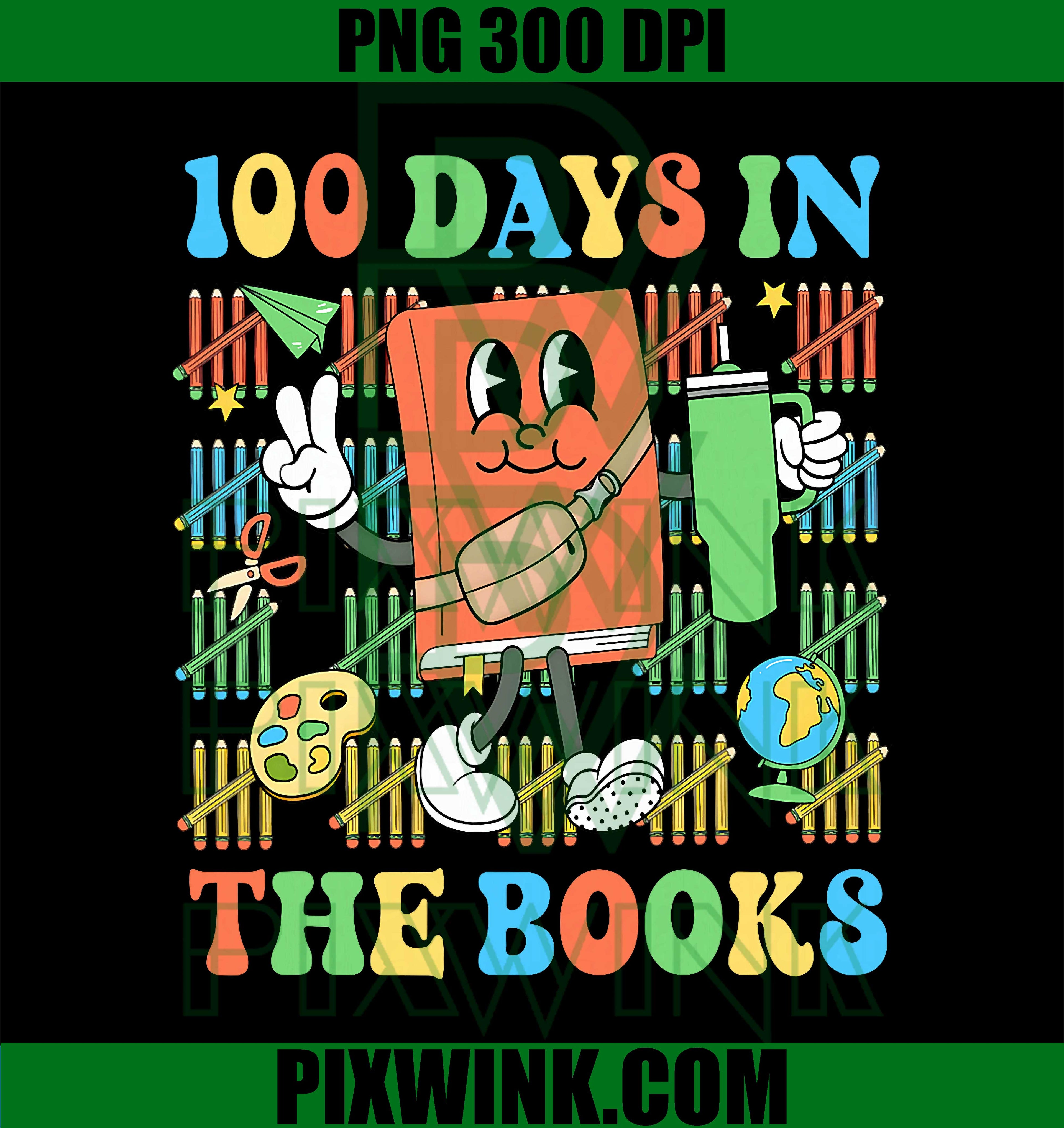 100 Days in The Books, Reading Teacher 100th Day of School PNG