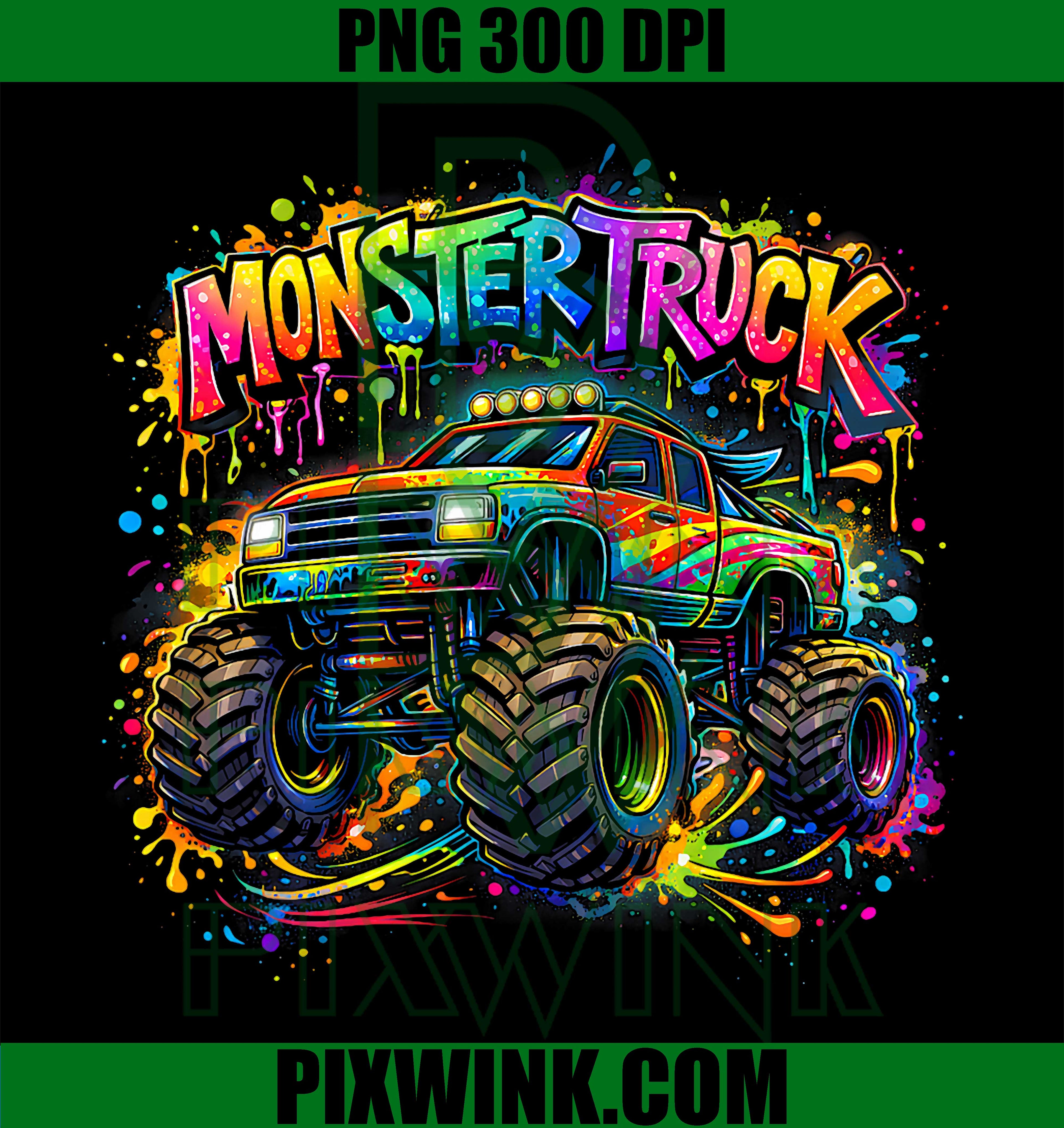 Monster Truck Retro PNG, Colorful Graffiti PNG, Kids Youth Design PNG