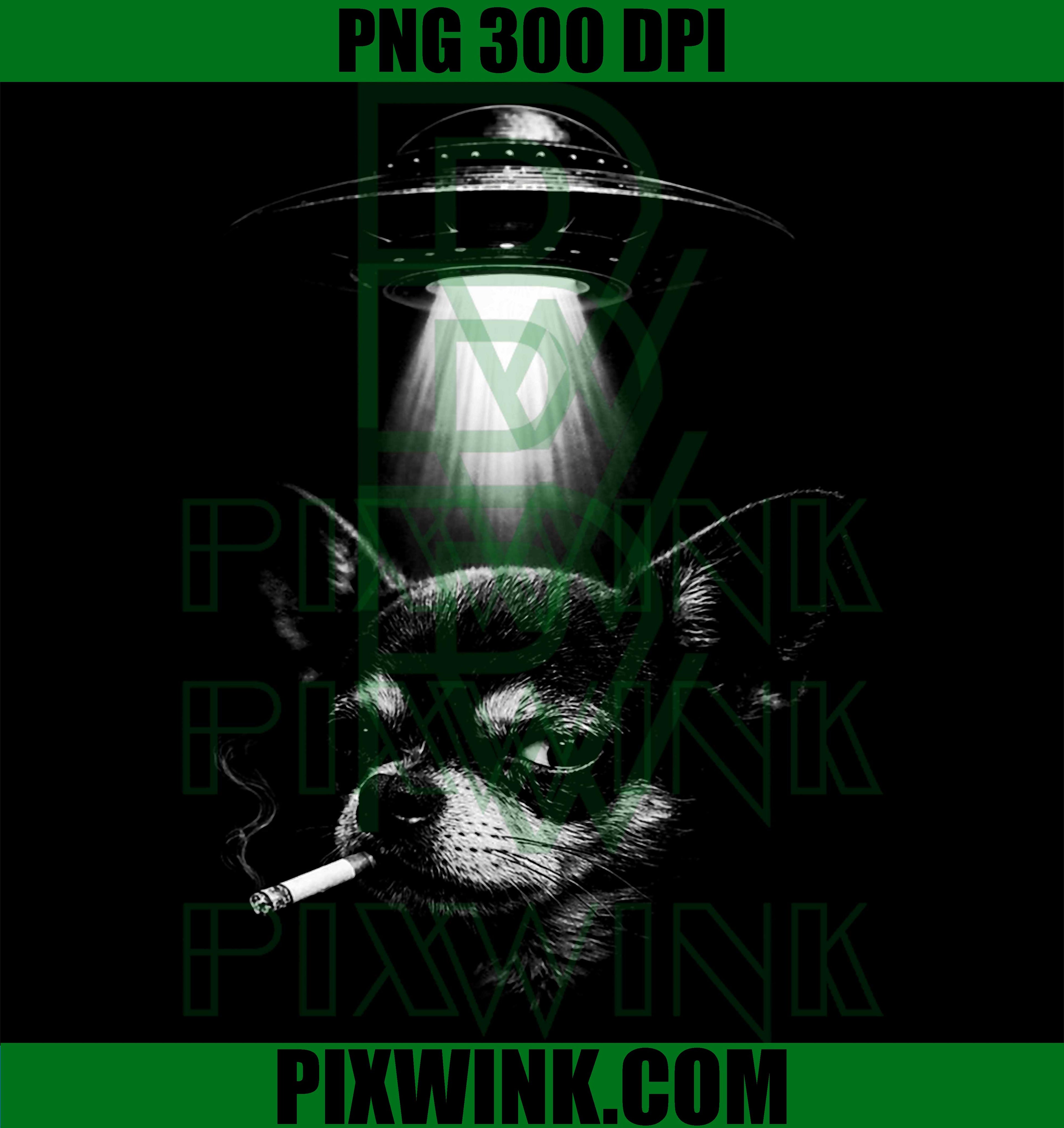 Alien Dog Smoking PNG, UFO Chihuahua PNG, Funny Space Meme Art PNG