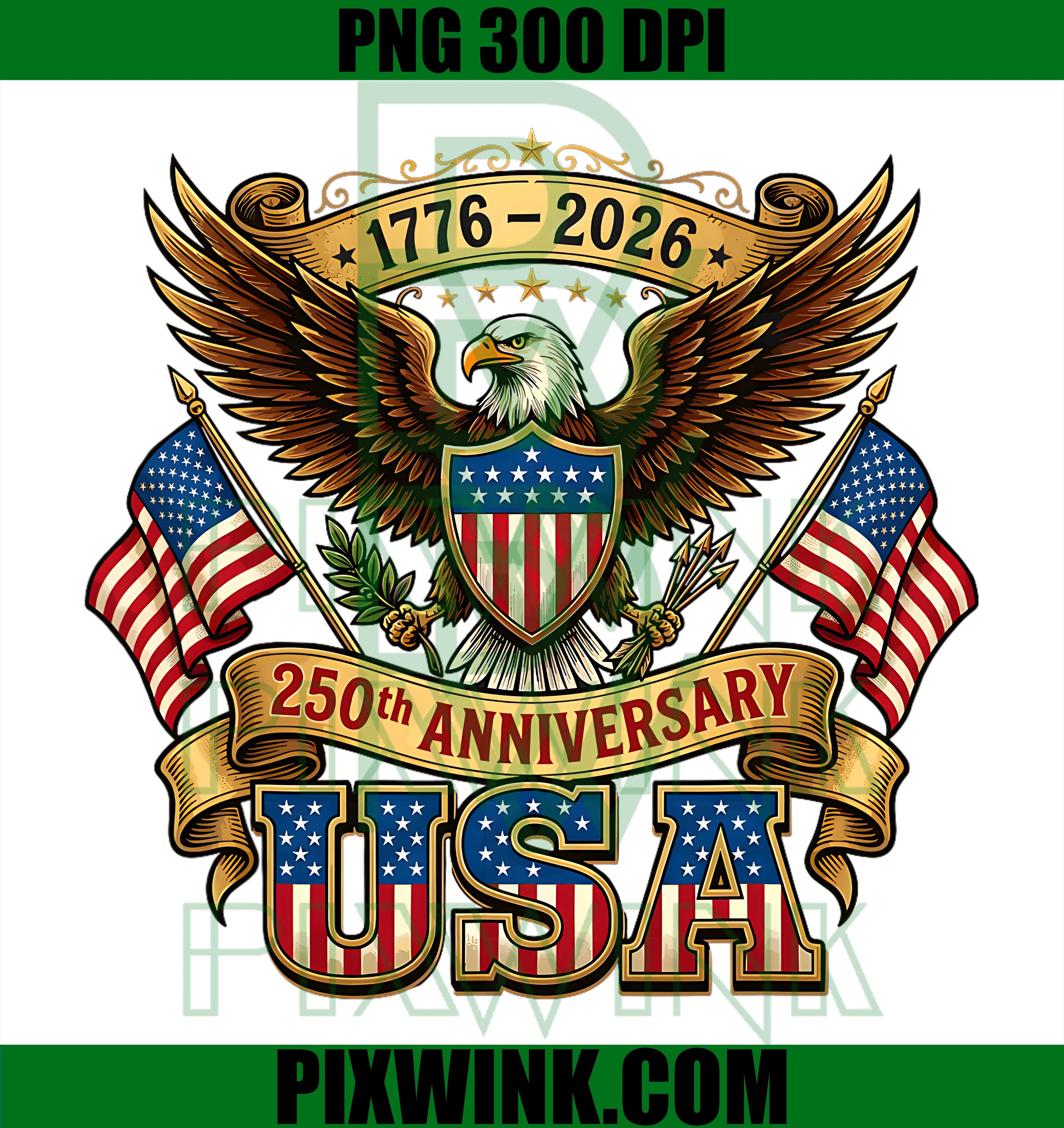 250th Anniversary USA Flag PNG, 250 Years American 4th Of July PNG