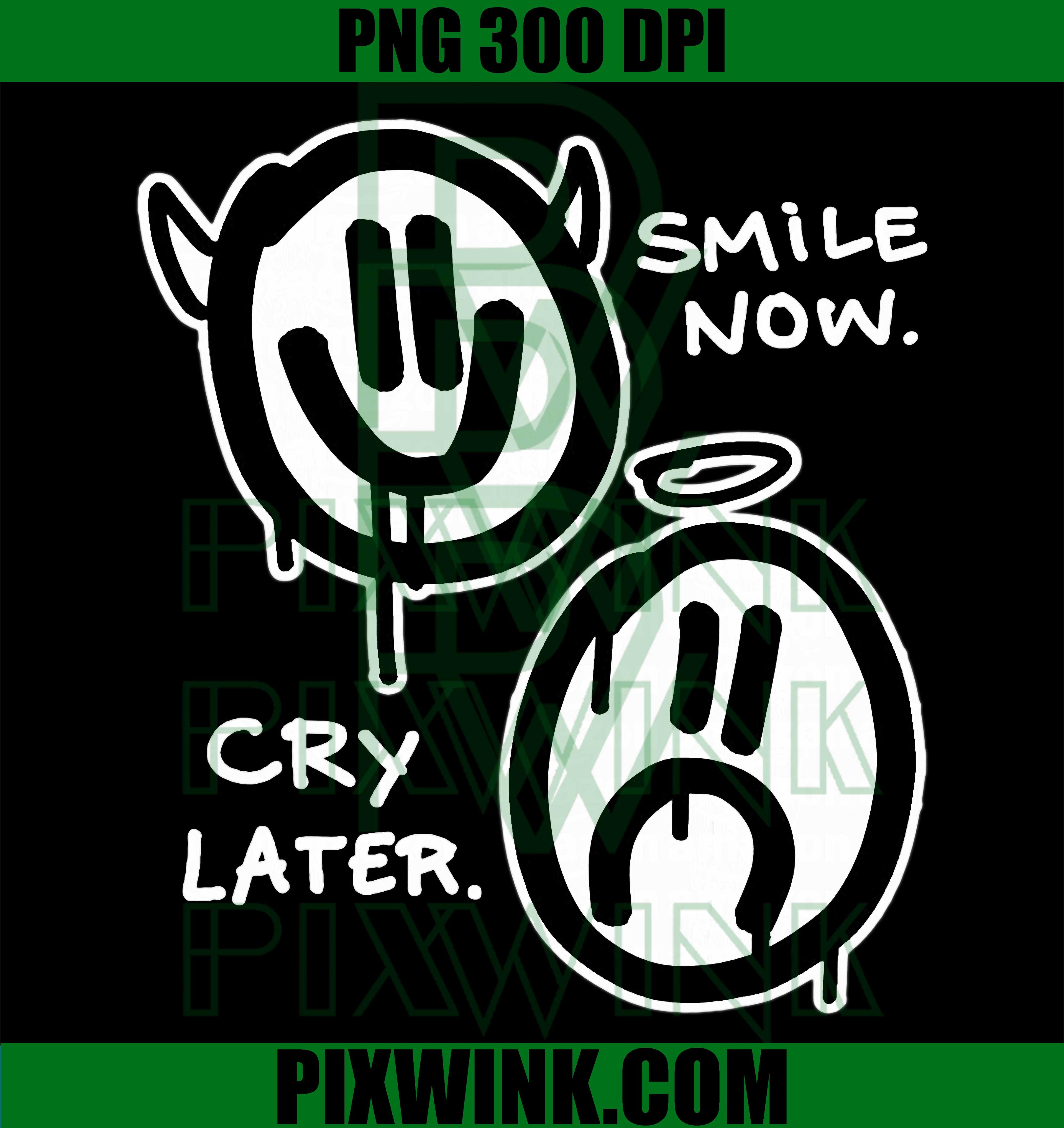 Smile Cry Later PNG, Angel Devil PNG, Graffiti Faces PNG