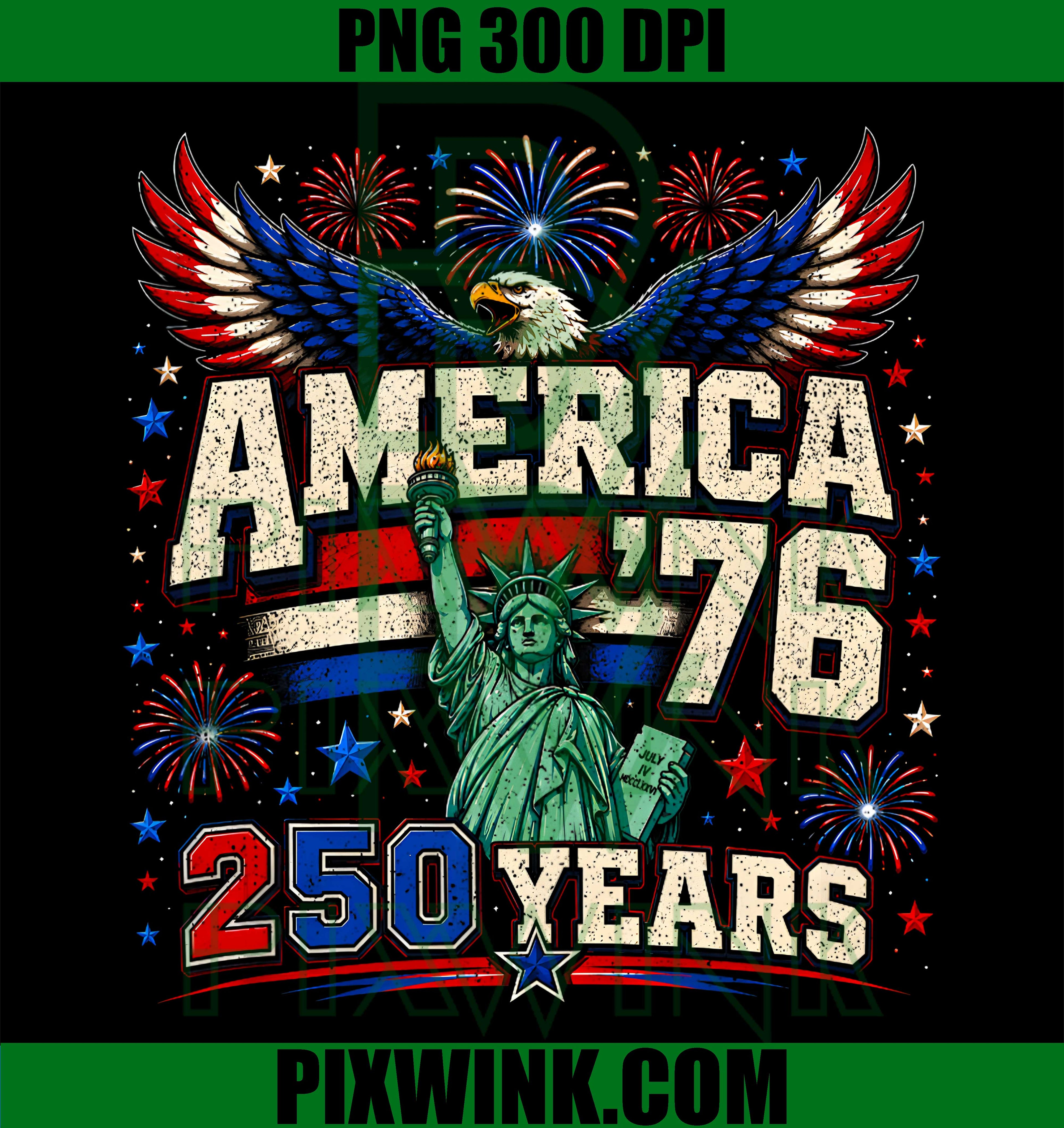 America 76 Retro Eagle PNG, 250th Anniversary 1776 2026 Freedom PNG