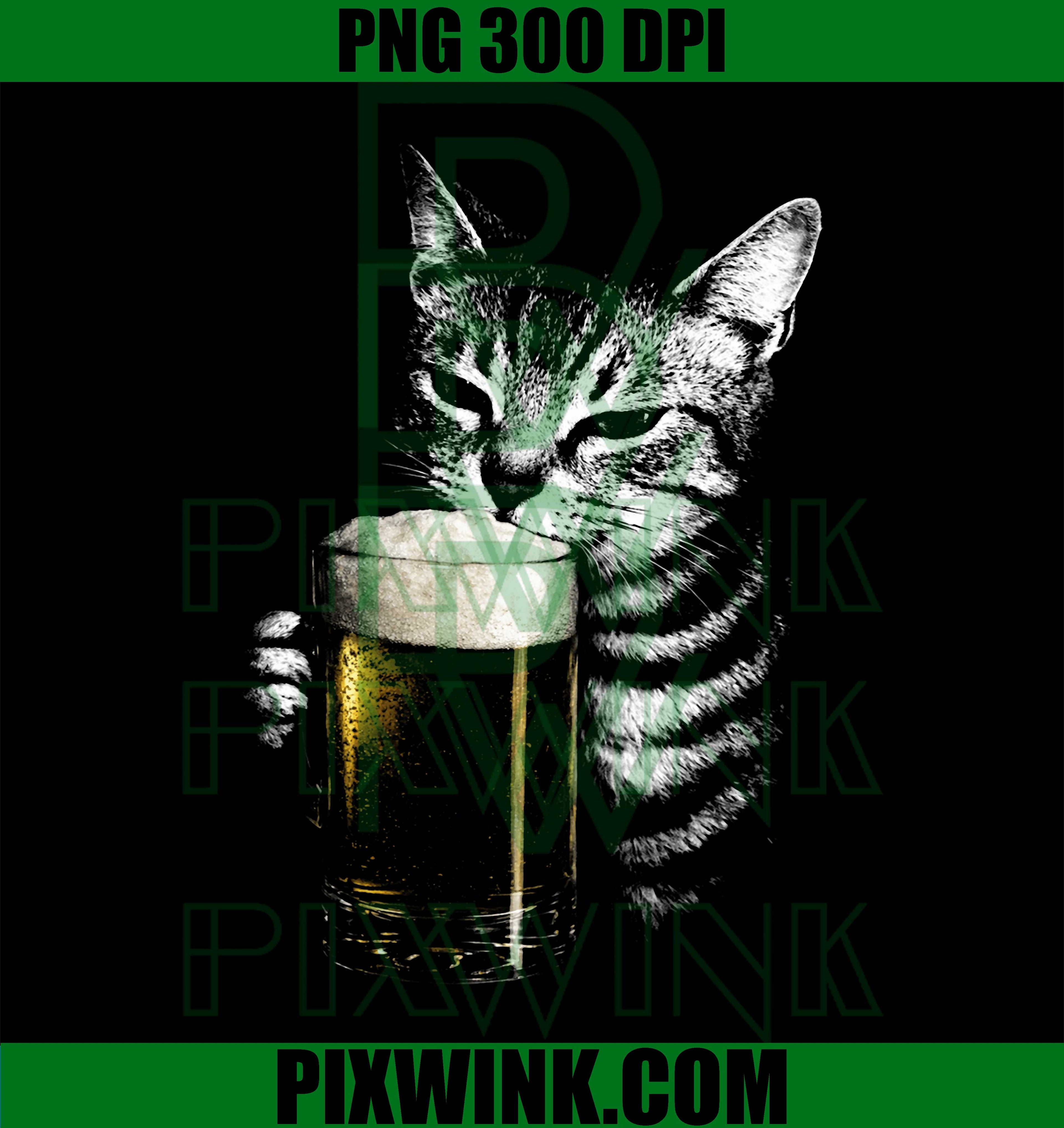 Cat Beer Y2K Vintage PNG, Funny 90s Cat with Beer Humor Graphic PNG