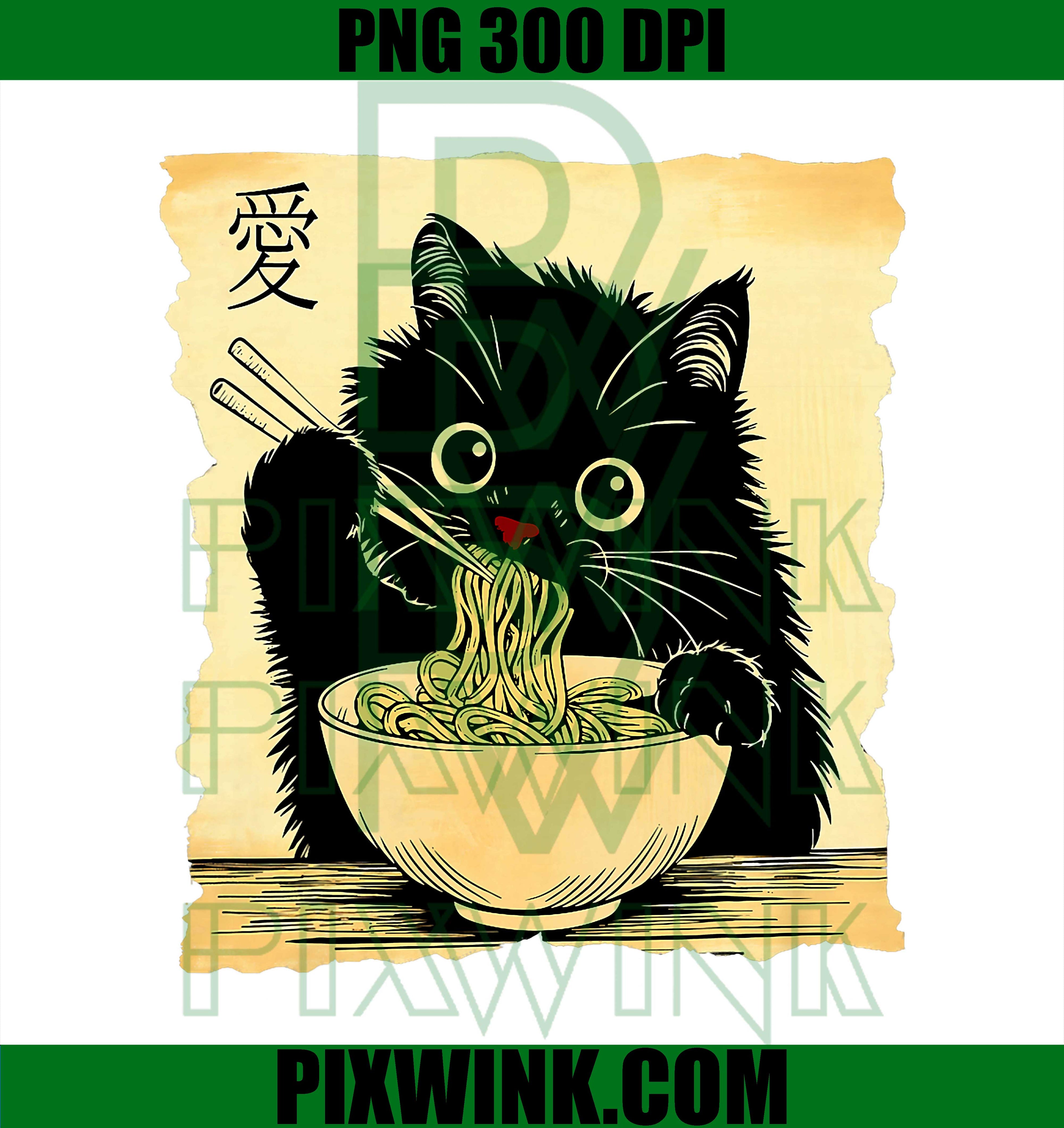 Cat Ramen Japanese, Funny Japanese Kawaii Anime Cat Noodle PNG