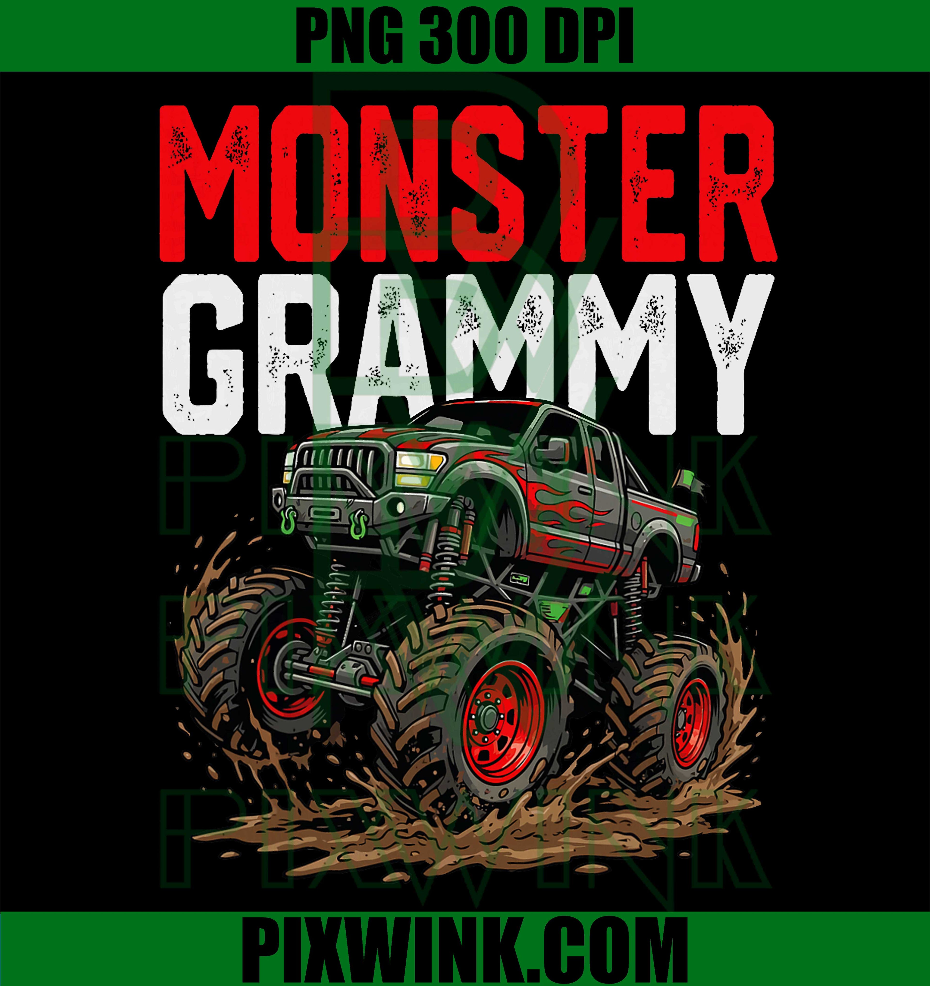 Monster Grammy PNG, Monster Truck Mother’s Day Family Matching Retro Design