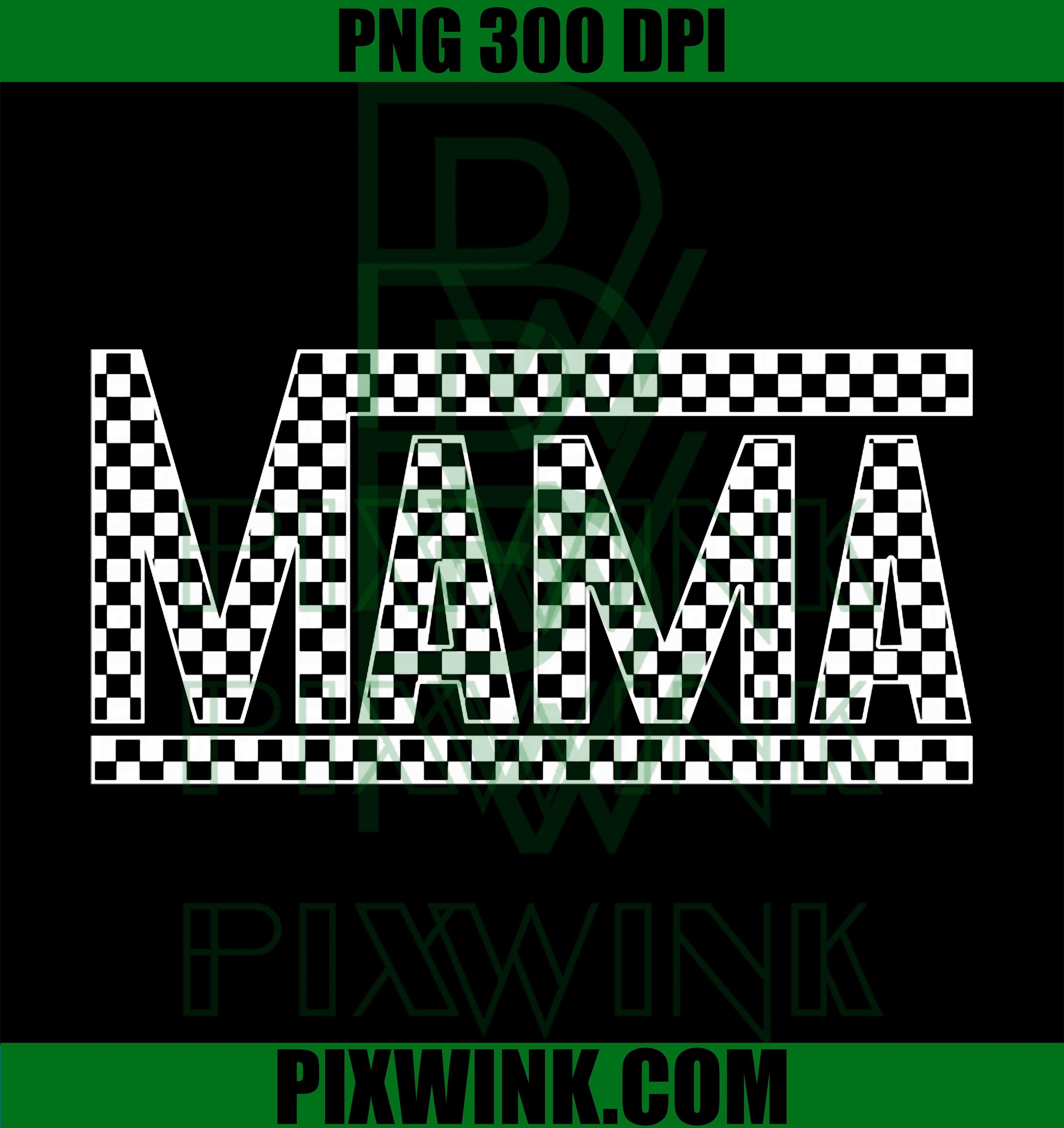 Funny Checkered Mama, Black White PNG
