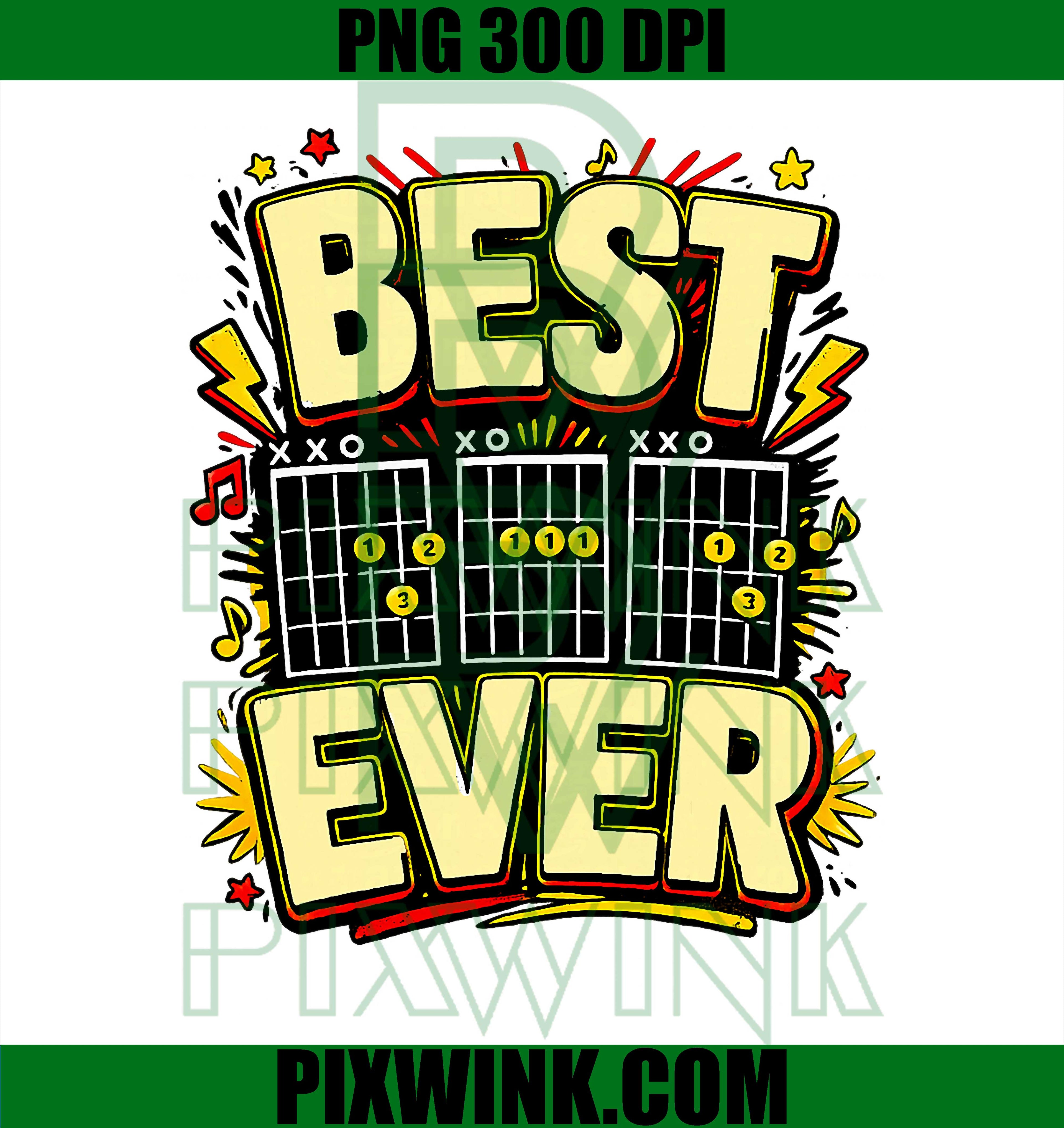 Best Dad Ever Guitar Chords PNG, Musician Rockstar Father Retro Design