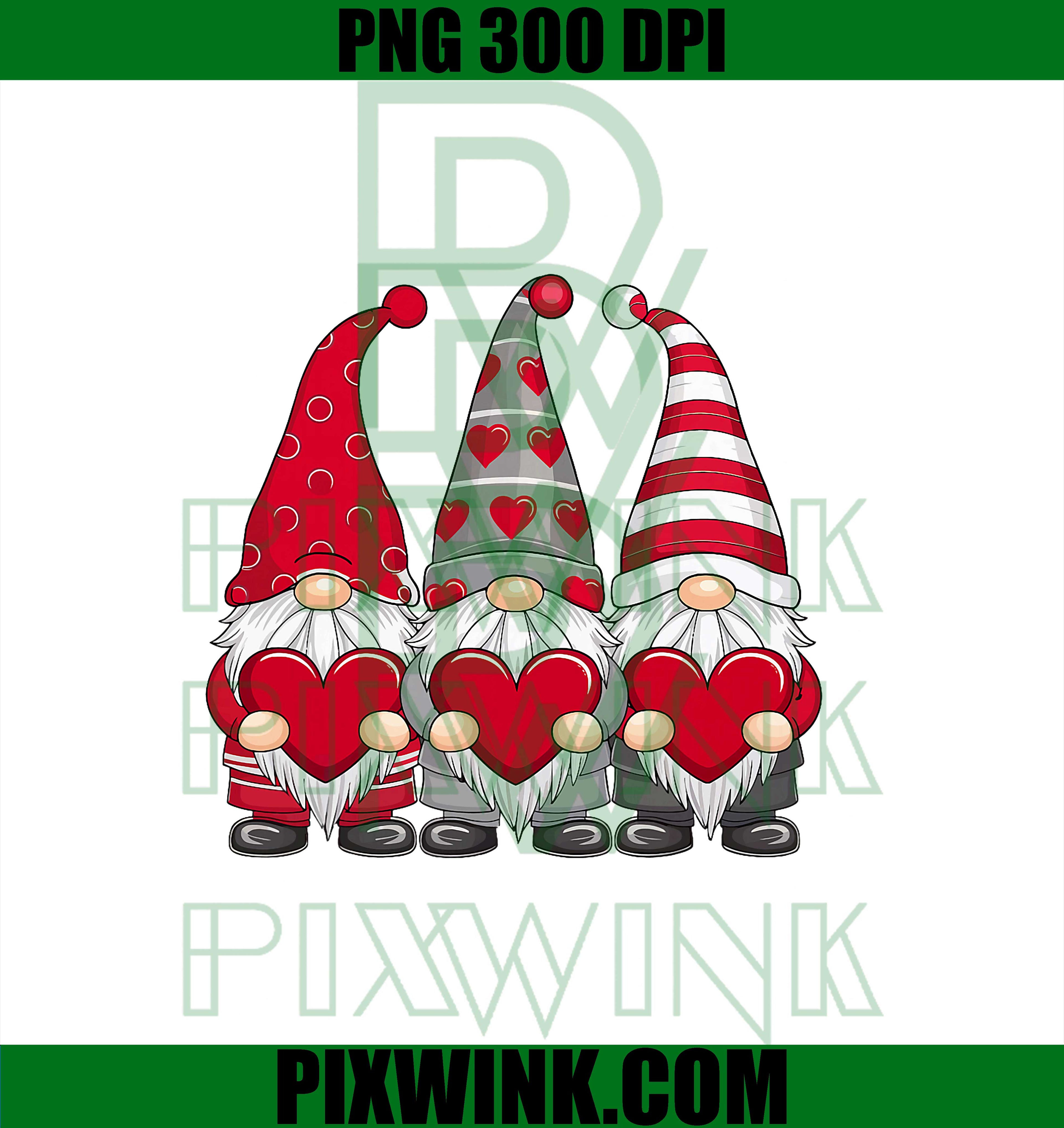 Valentine Gnomes PNG, Valentine's Day PNG, Preppy Valentines PNG
