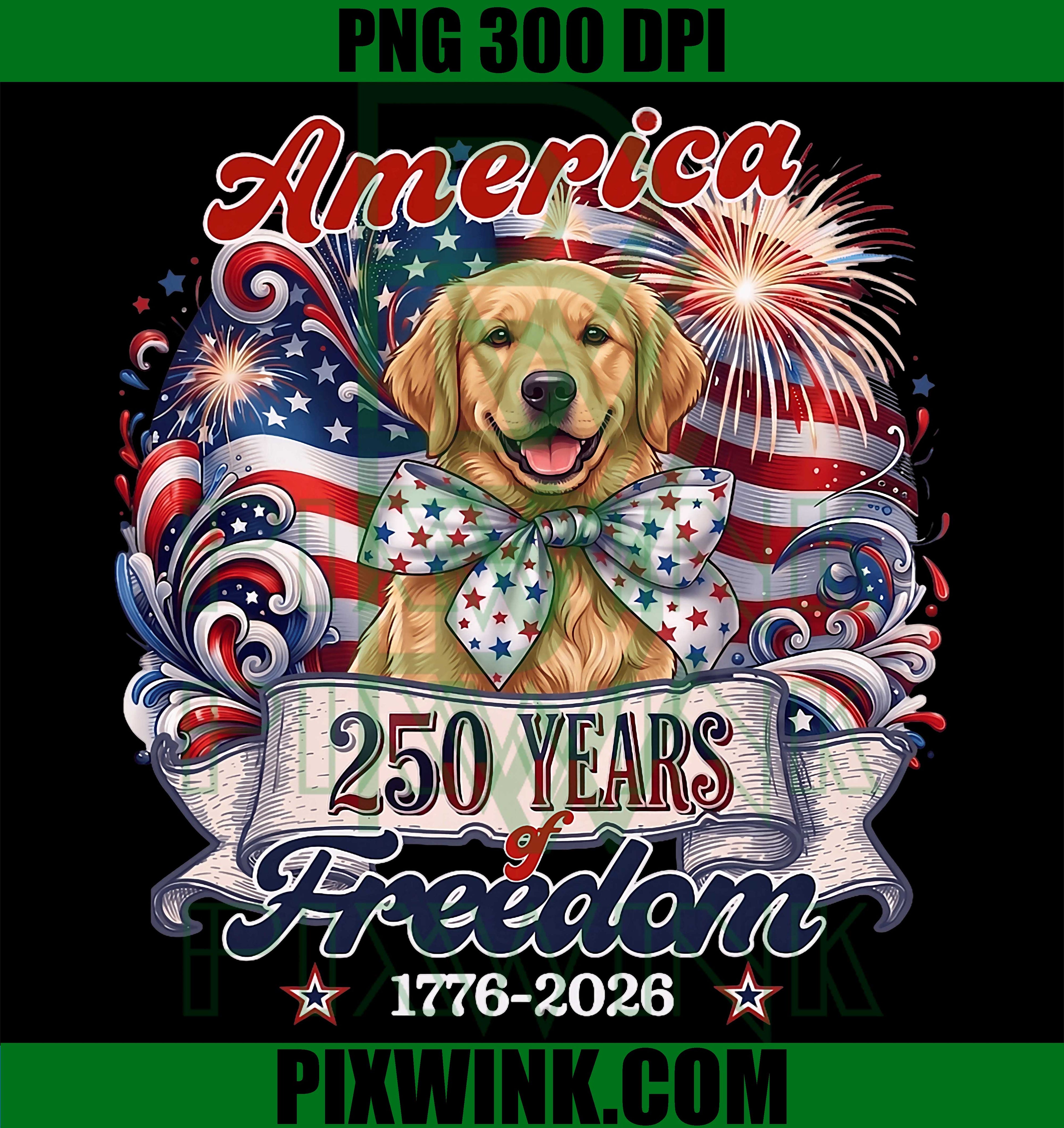 Golden Retriever PNG, Patriotic USA PNG 4th Of July Design