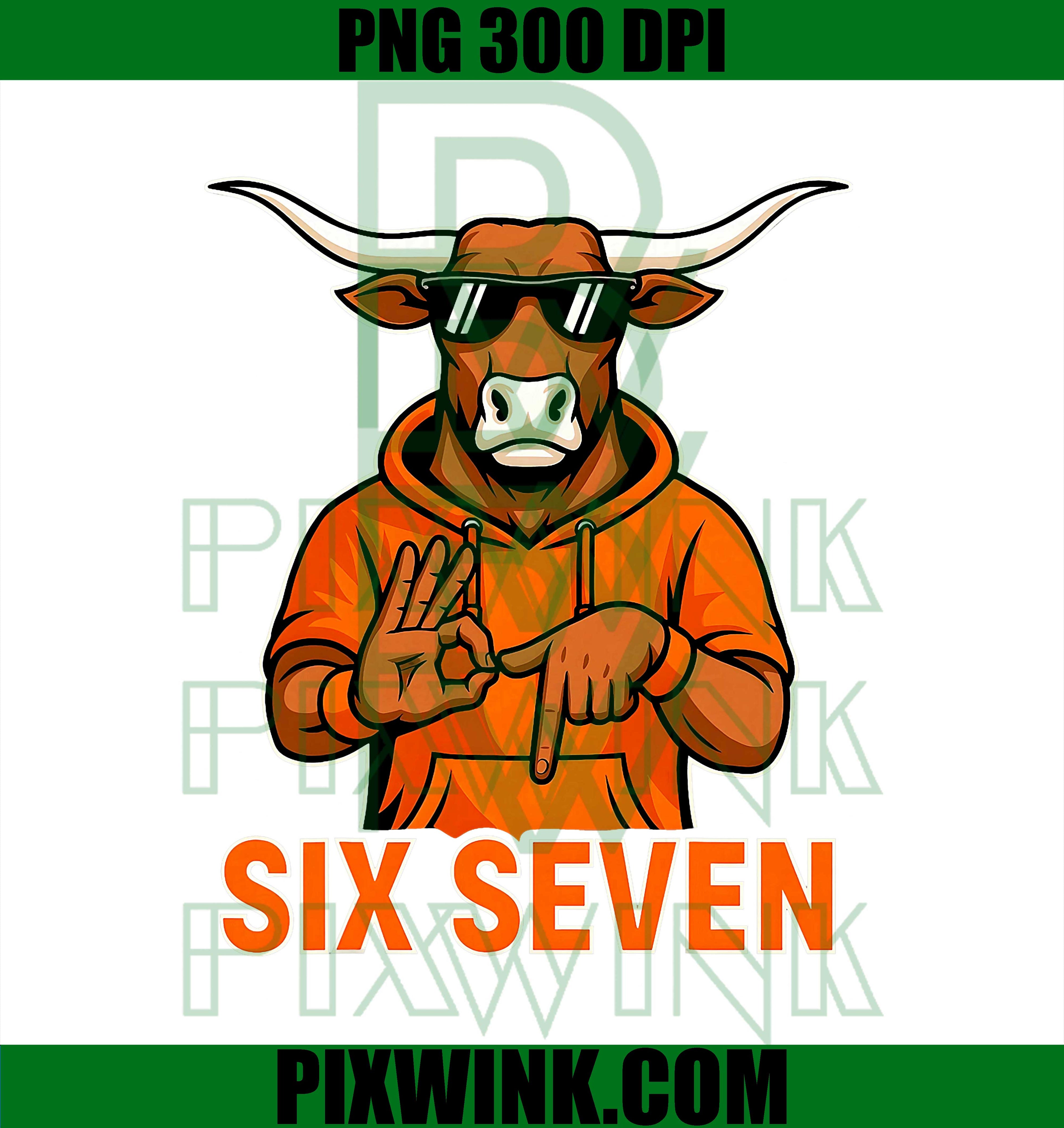 Vintage Six Seven Longhorn Name PNG