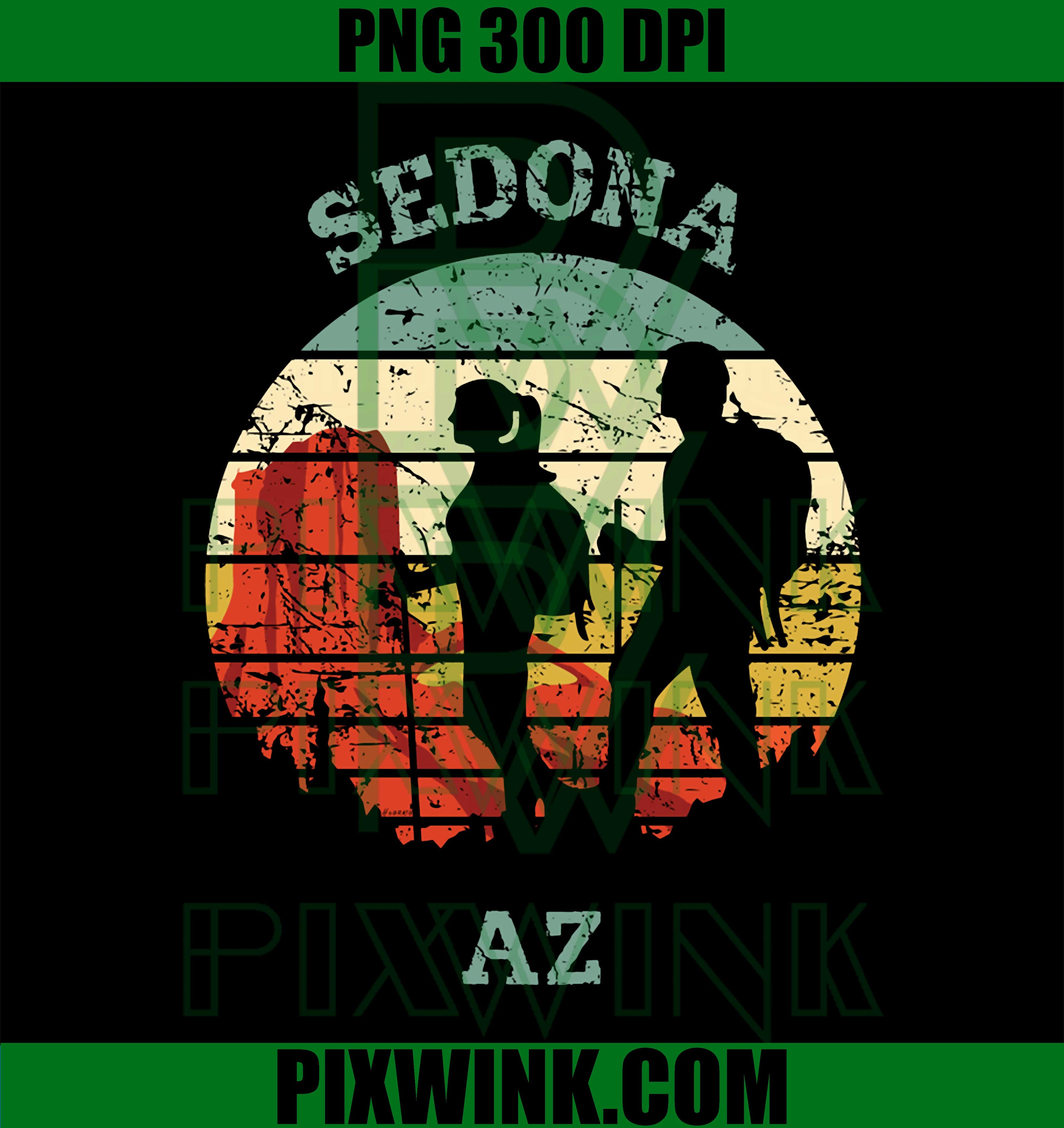 Sedona Hiking Sunset PNG, Vintage Retro Arizona PNG