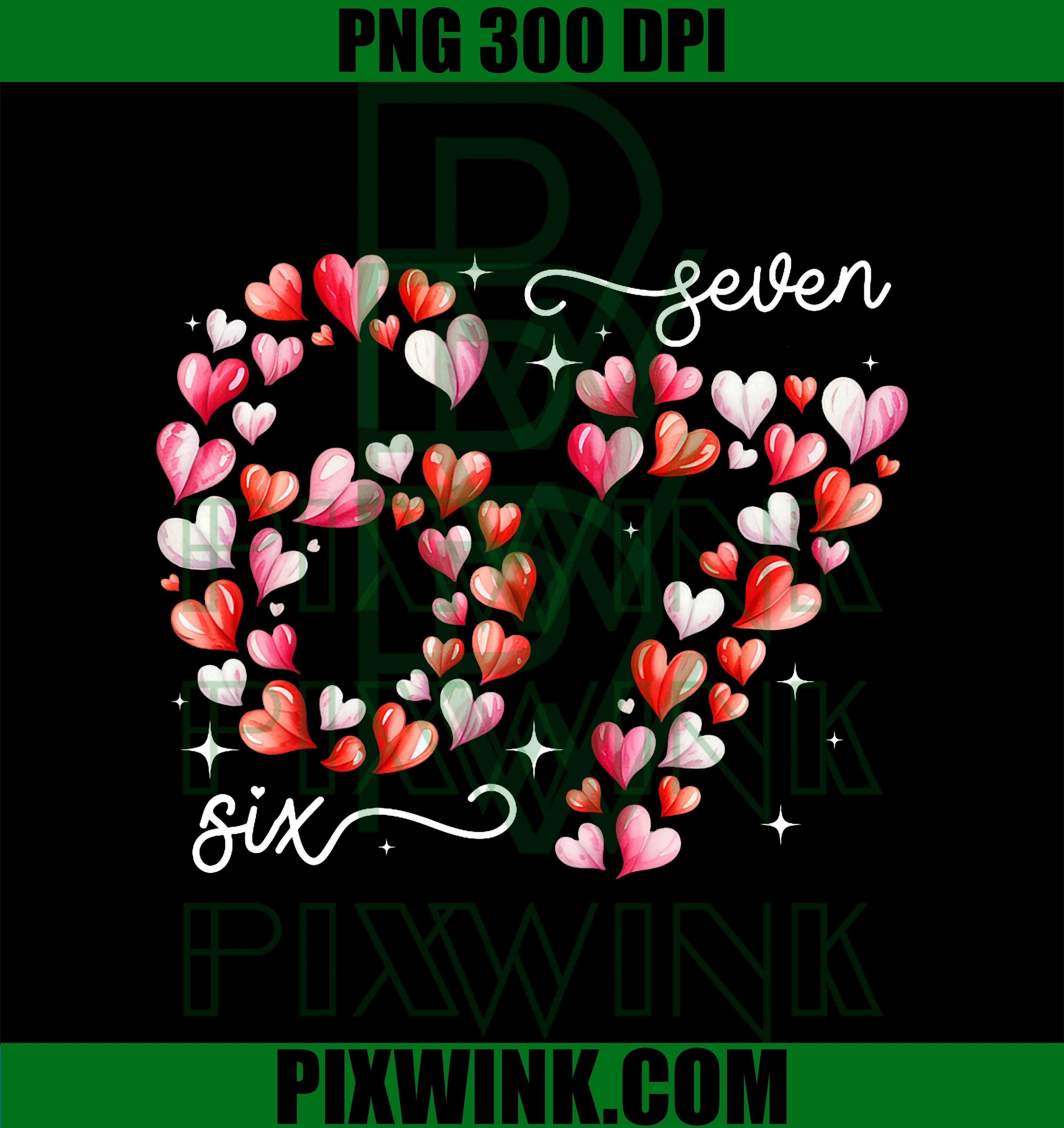 Funny 67 Meme PNG, Six Seven Heart Matching Couples Valentines PNG
