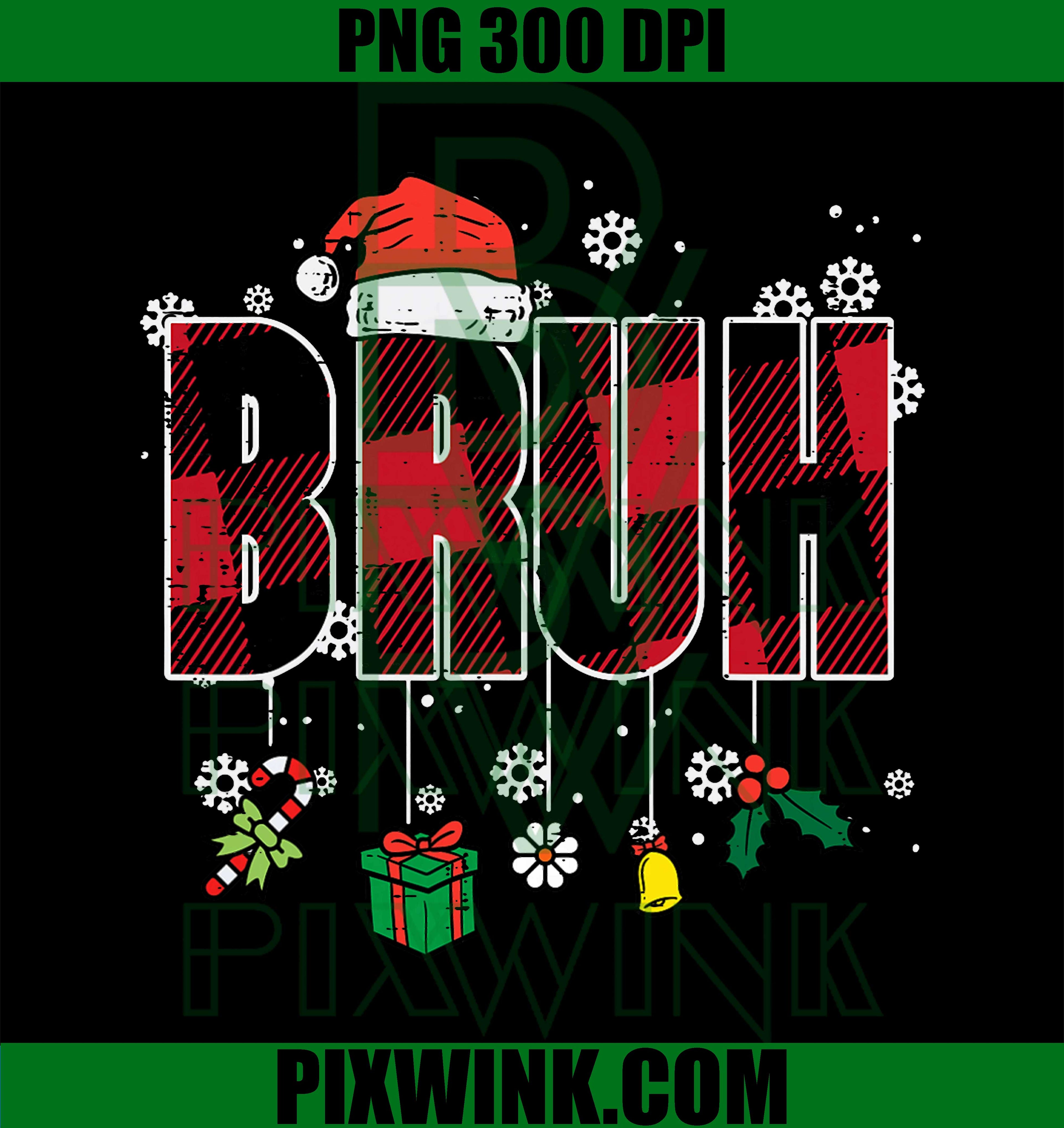 Christmas Red Plaid Bruh Vintage Xmas Meme PNG