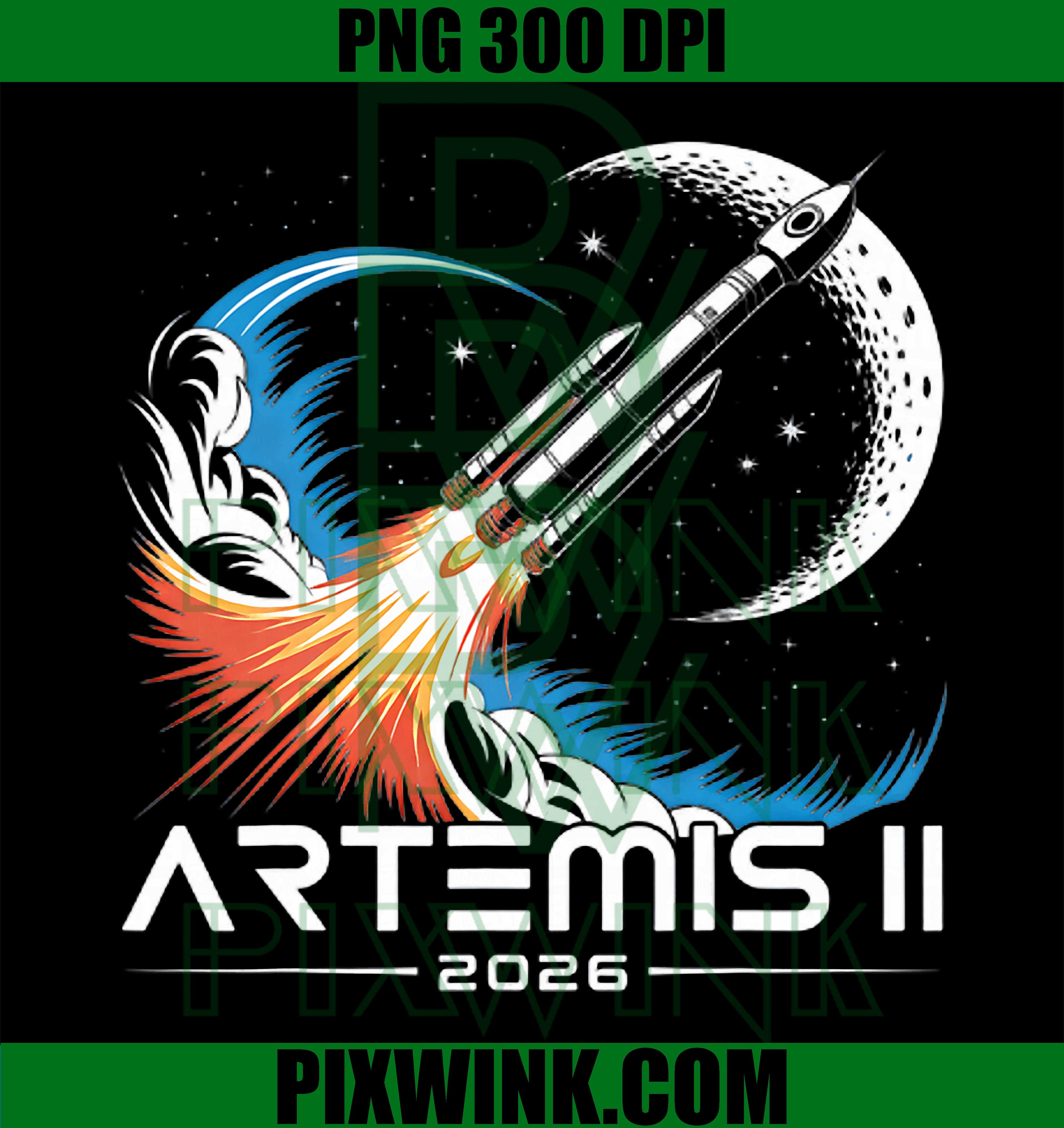 Artemis II 2026 Launch PNG, Moon Mission Space Rocket Design PNG