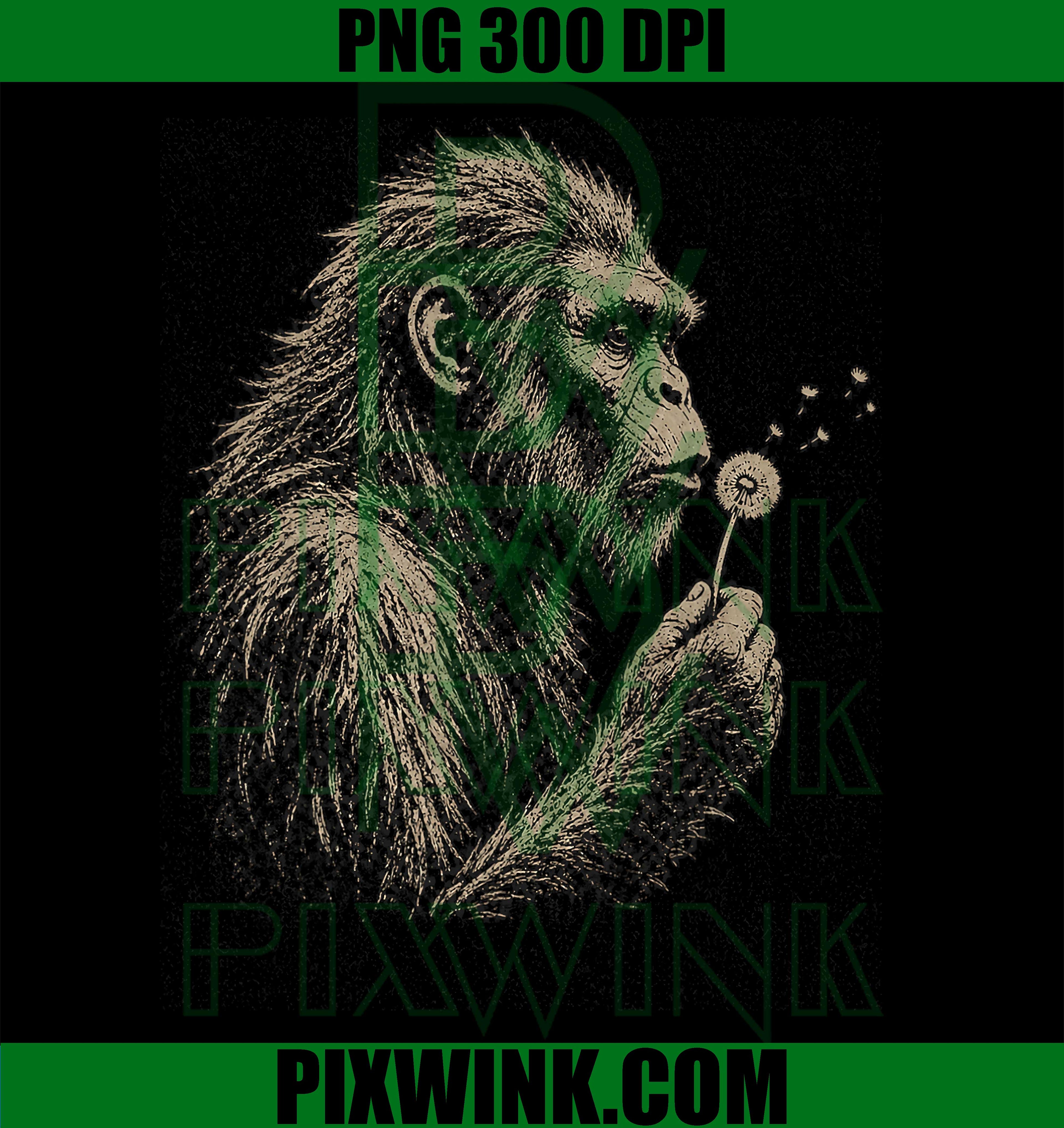 Bigfoot Blowing Dandelion PNG, Sasquatch Wishes Nature PNG