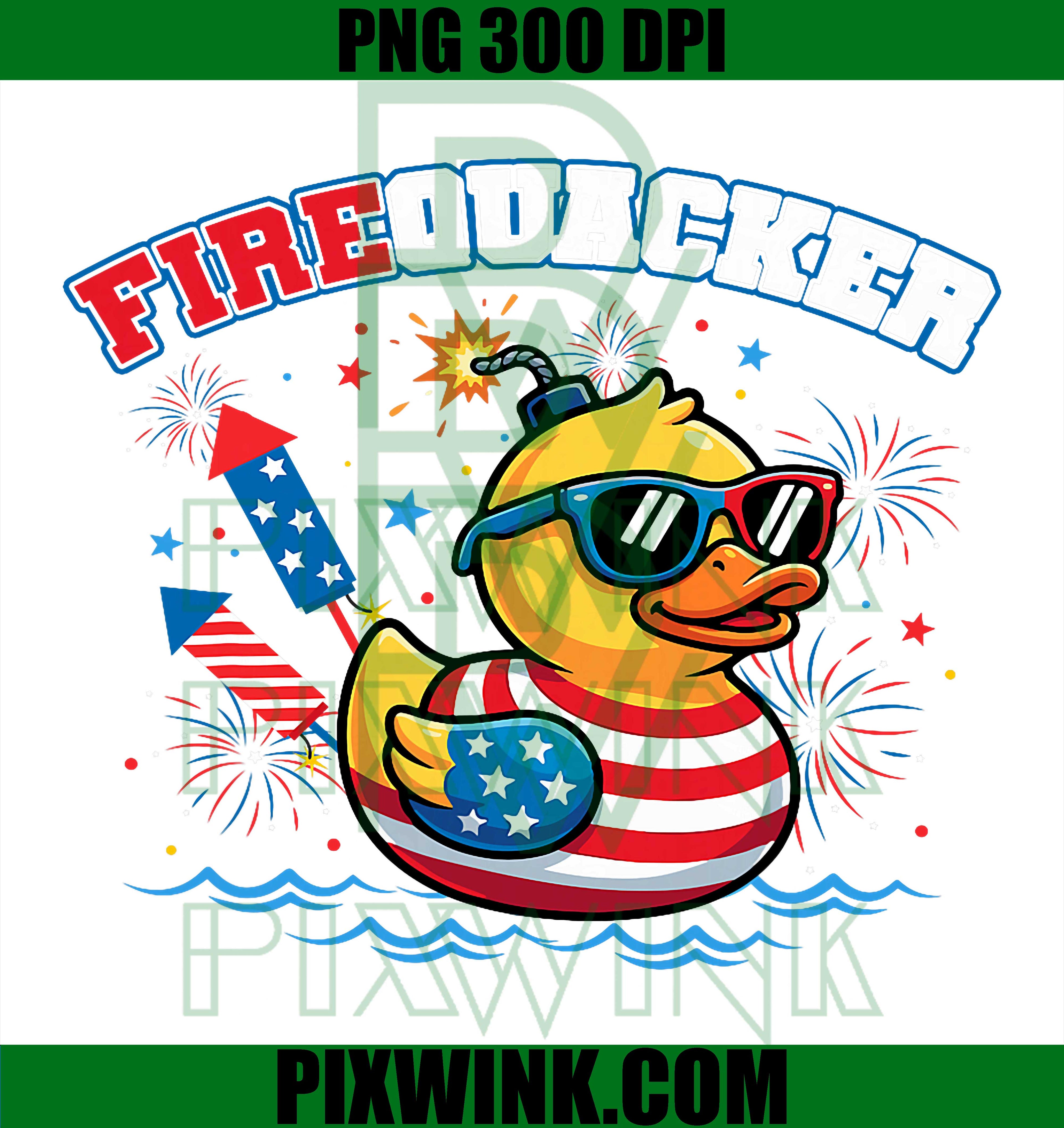 Funny Duck Firequacker 4th Of July PNG, Patriotic Men Women Graphic PNG