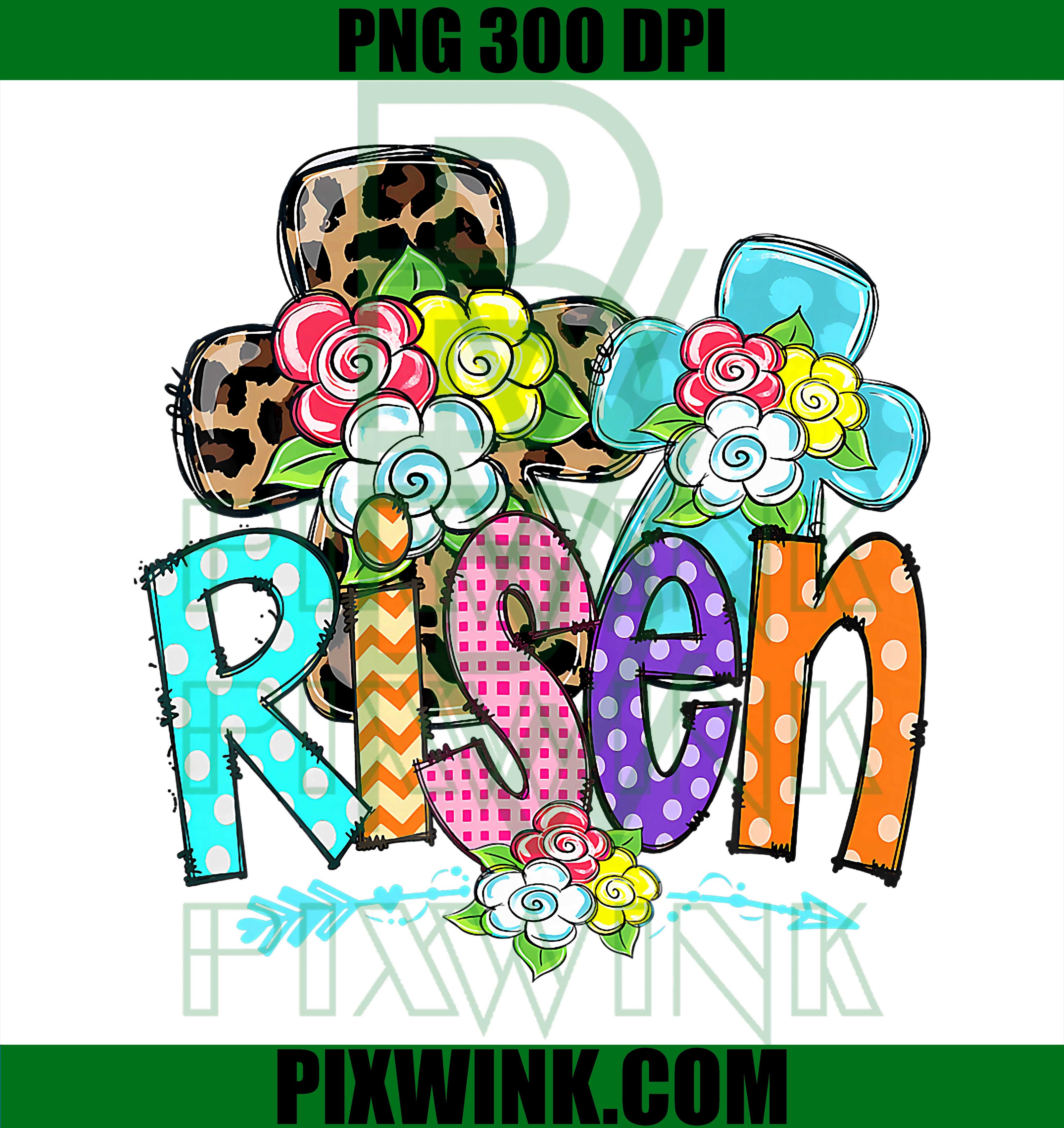 He Is Risen PNG, Christian Easter PNG, Leopard Print Easter PNG