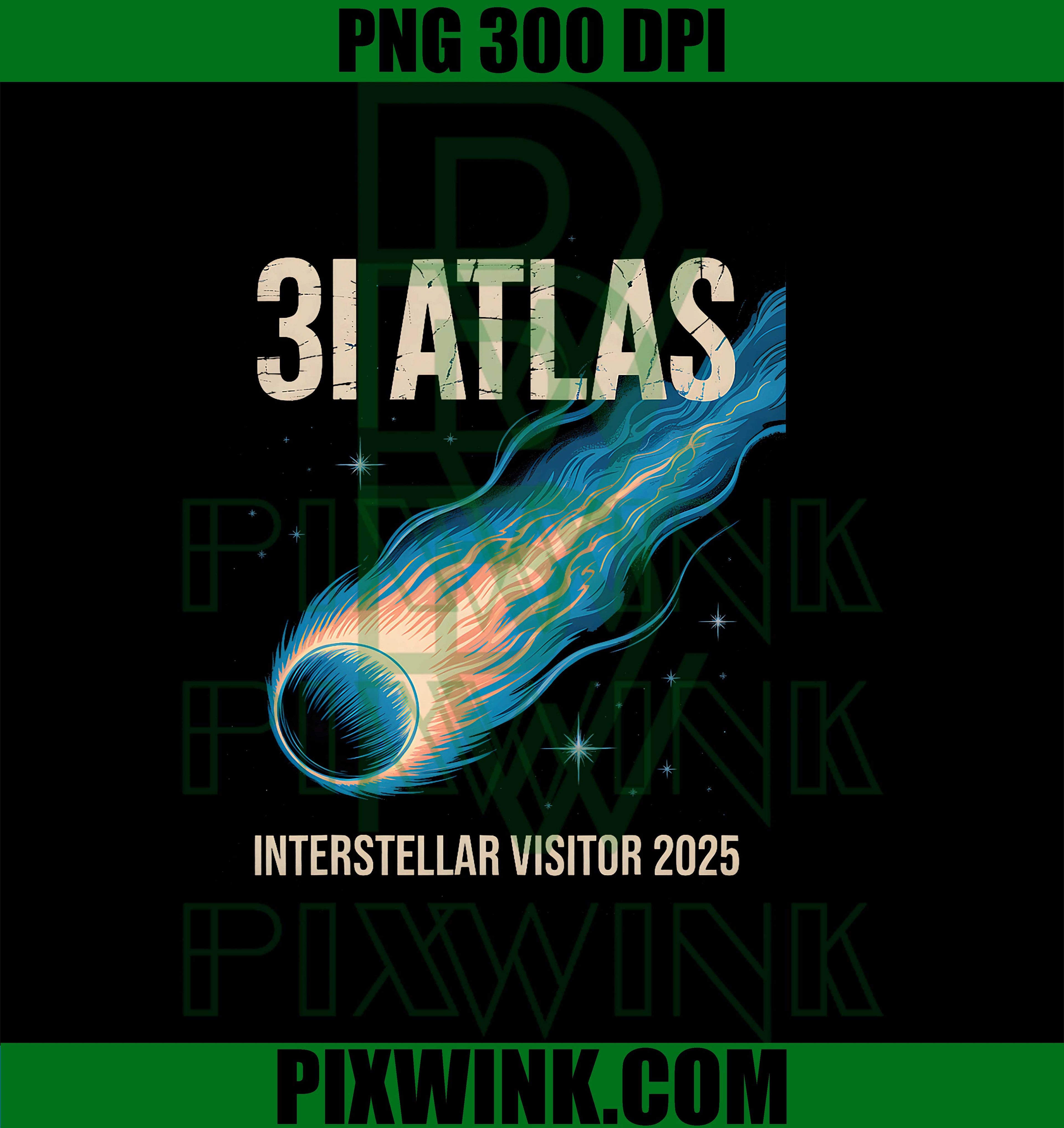 31Atlas Interstellar, Style Astronomy Visitor 2025 Retro PNG