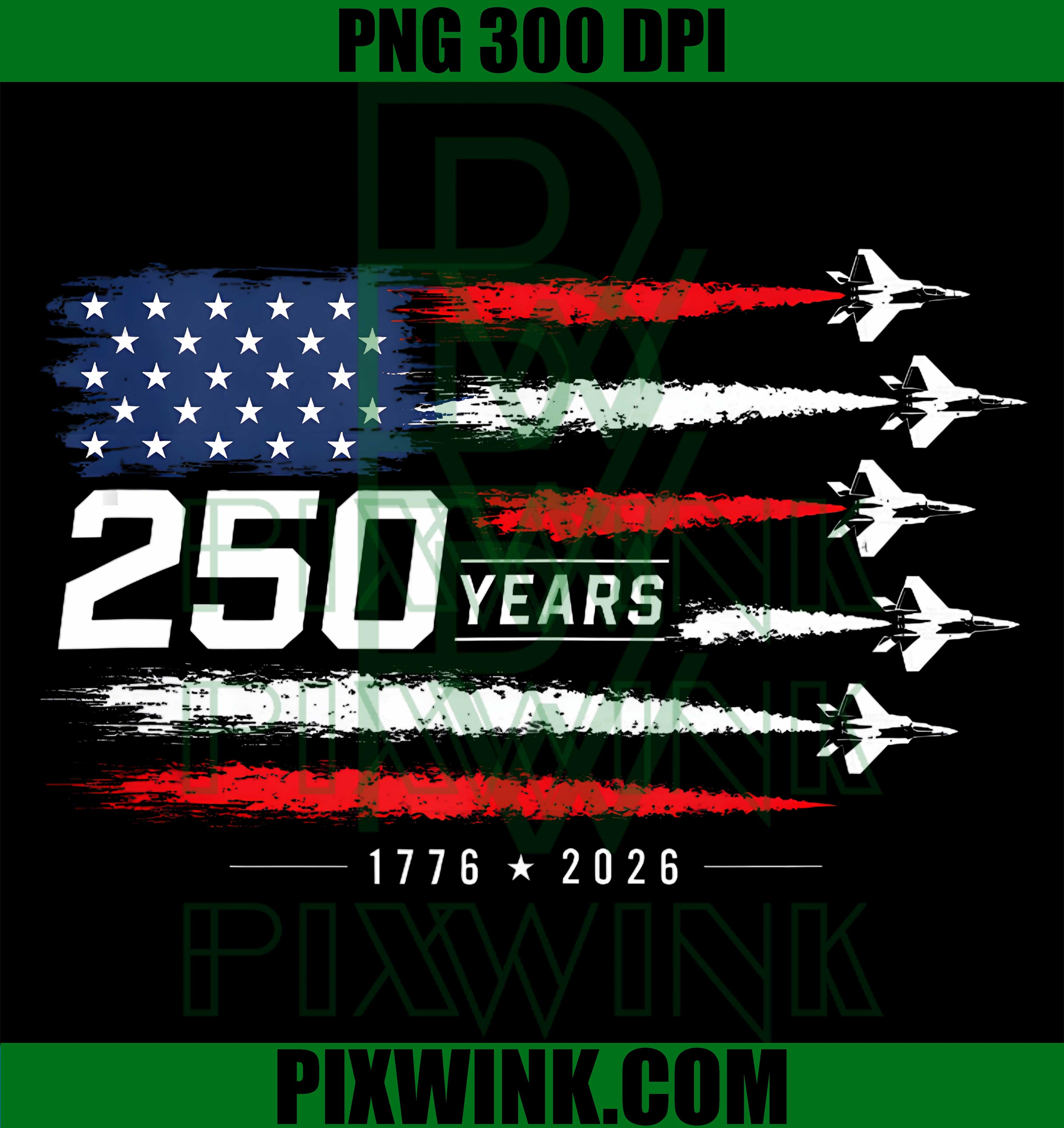 American Jets PNG, Patriotic Aviation PNG, 250 Years USA PNG