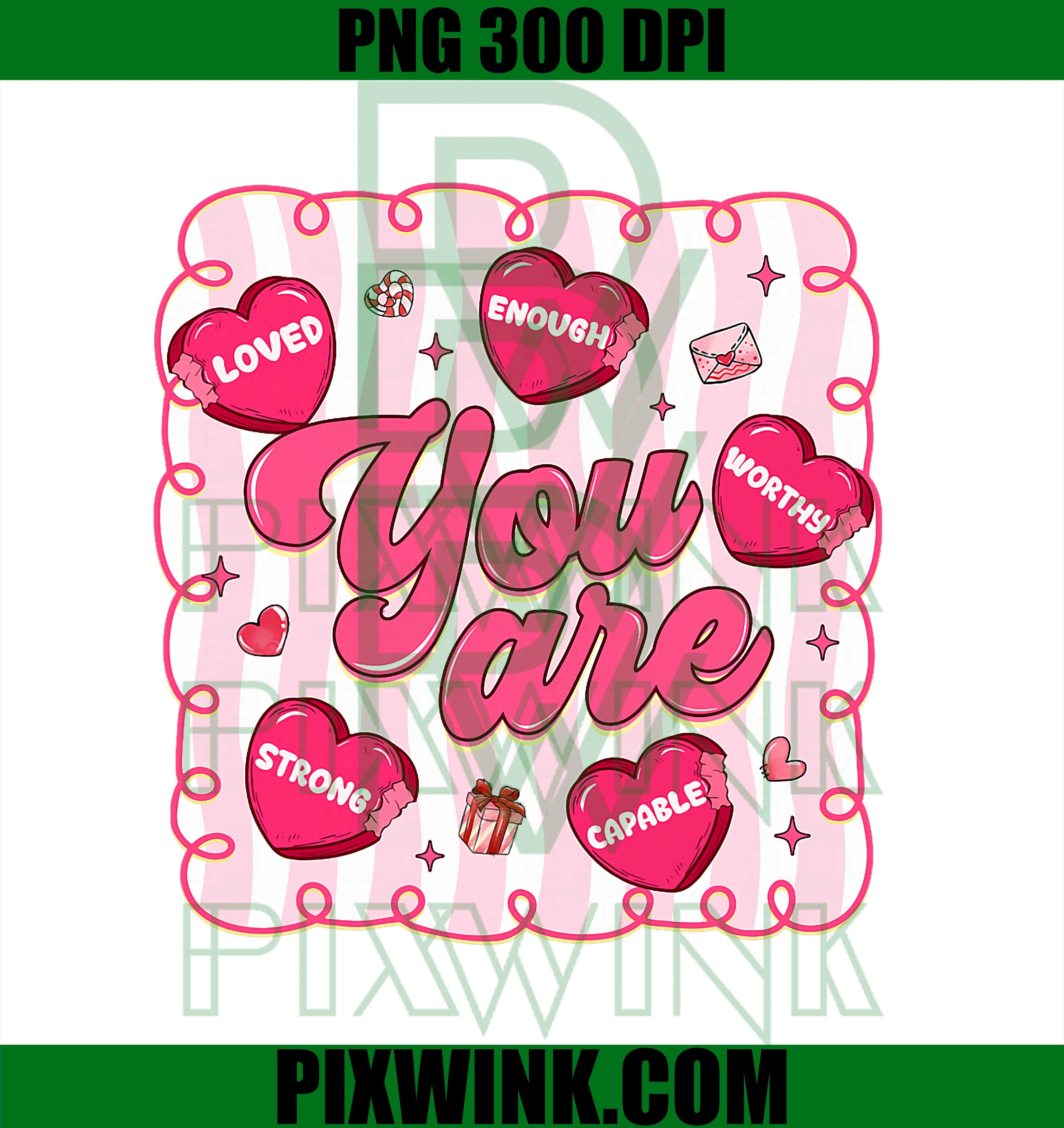 Preppy Valentine PNG, Heart Teacher You are Enough Girl PNG