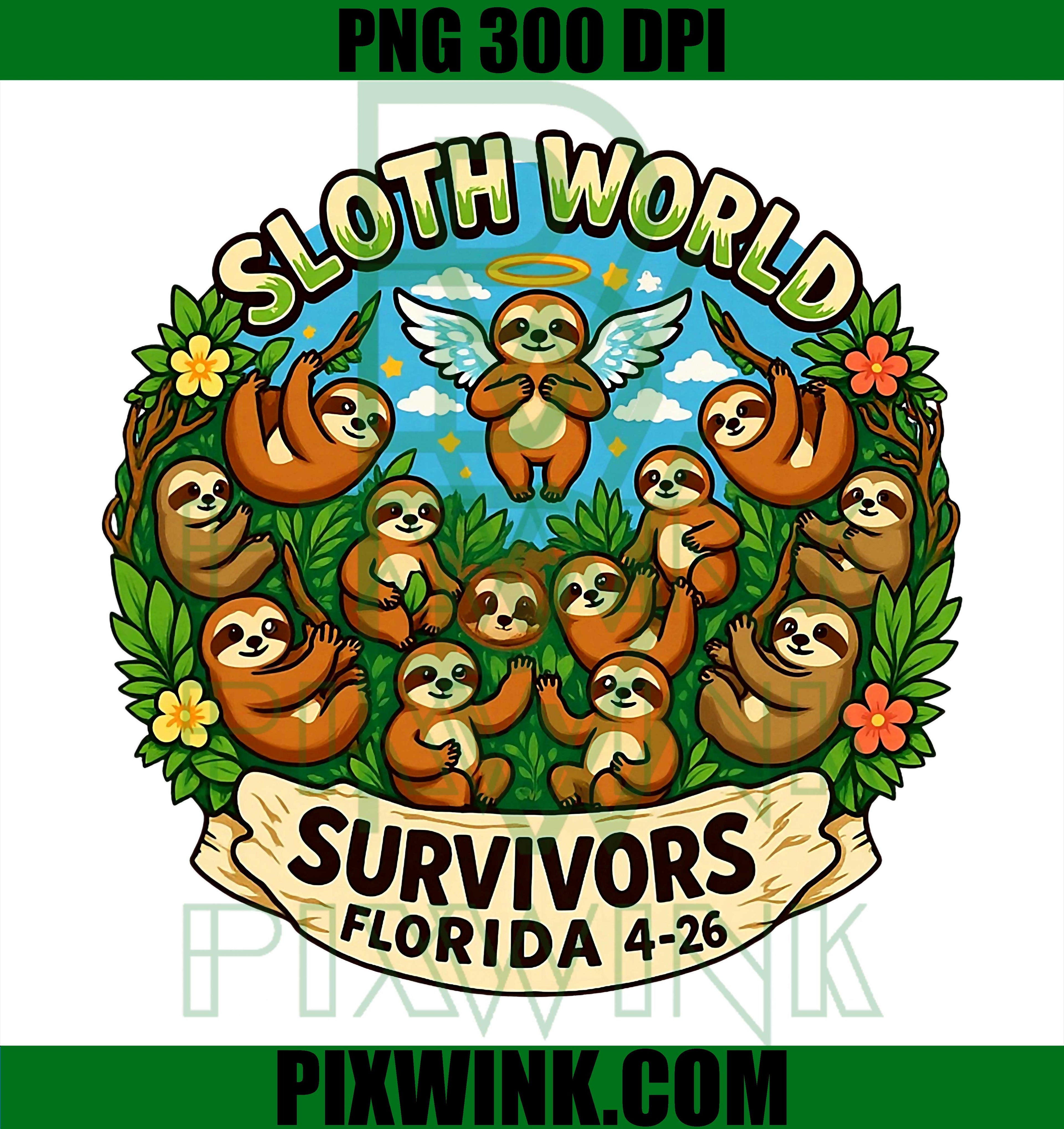 Sloth World 13 PNG, Survivors Design Funny Sloth PNG