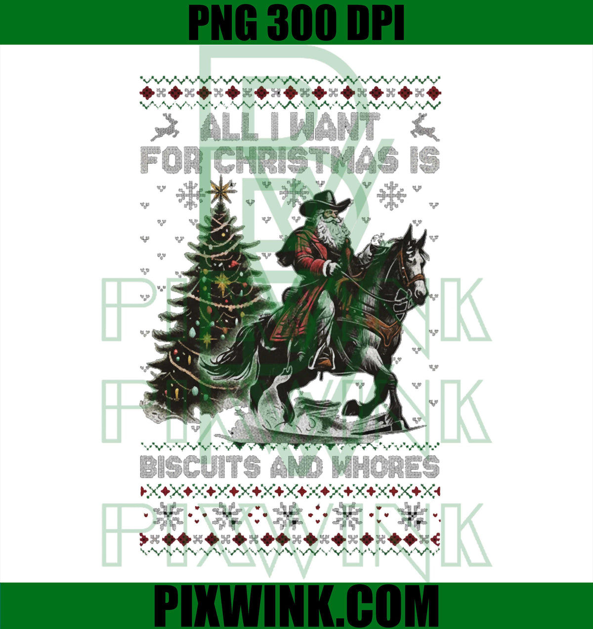 Western Cowboy Biscuits and Whores Santa Vintage Horse Quote PNG